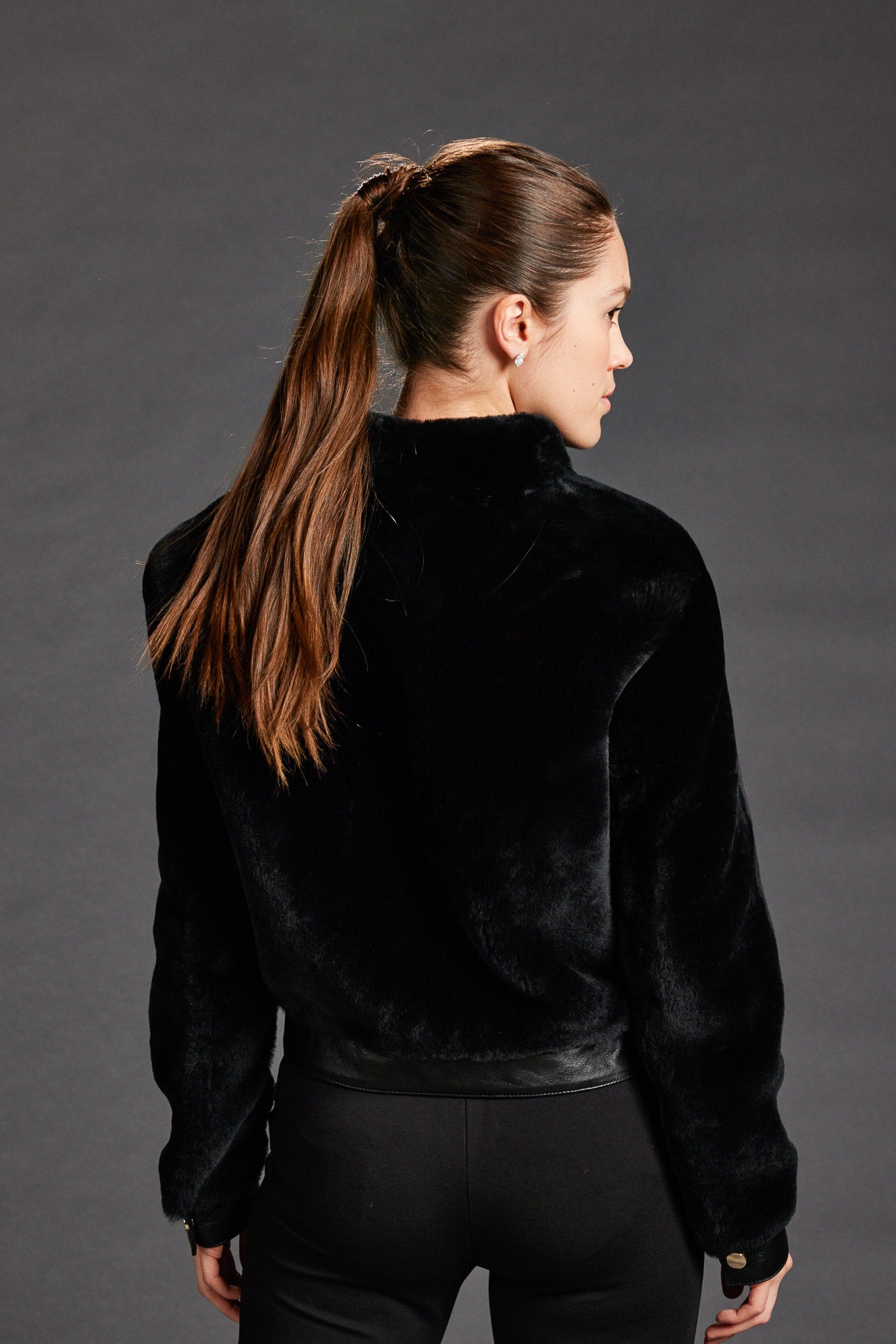 Shearling Bomber Jacket - Black