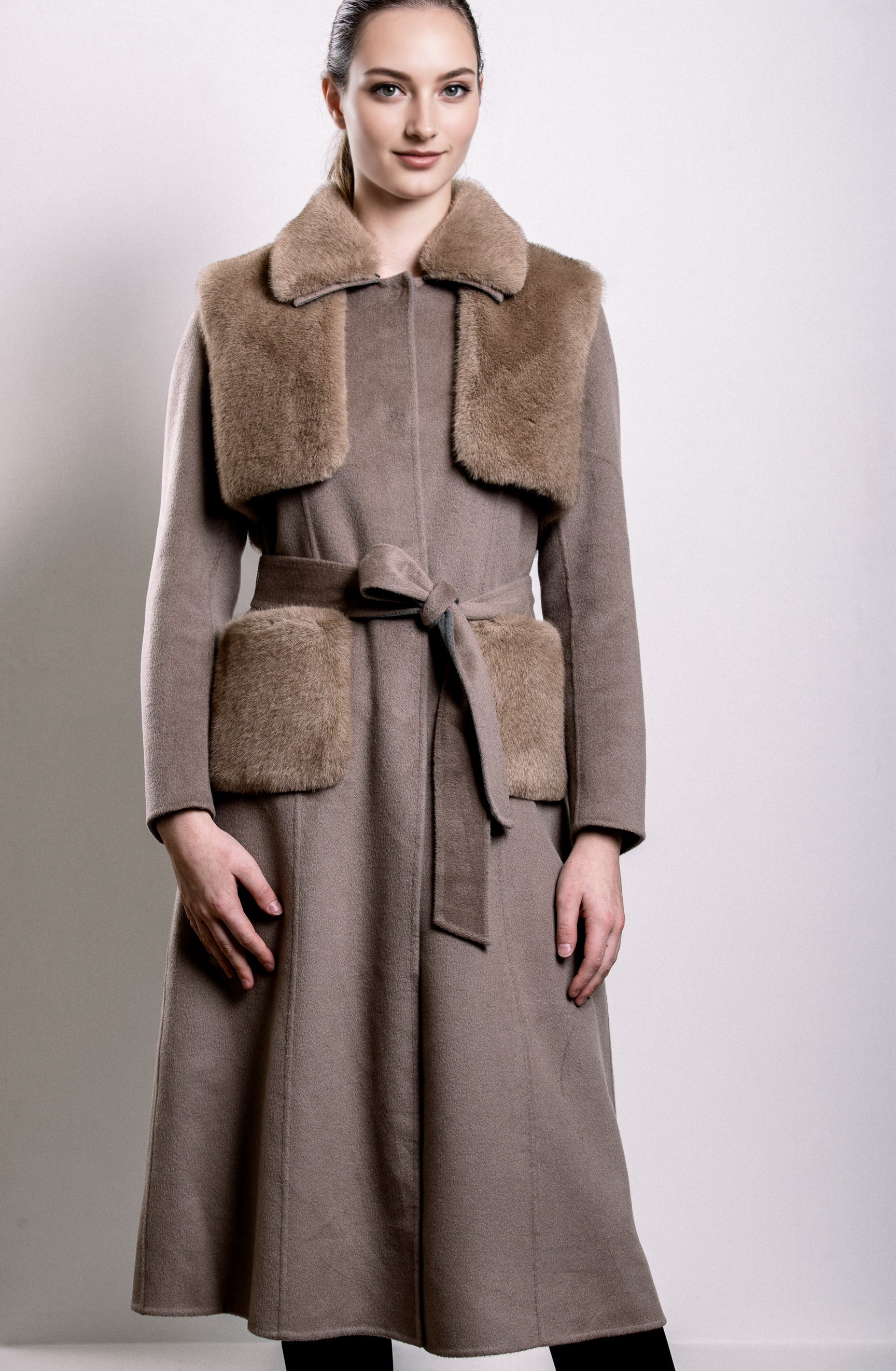 Demi-Couture Fur Trim Overcoat