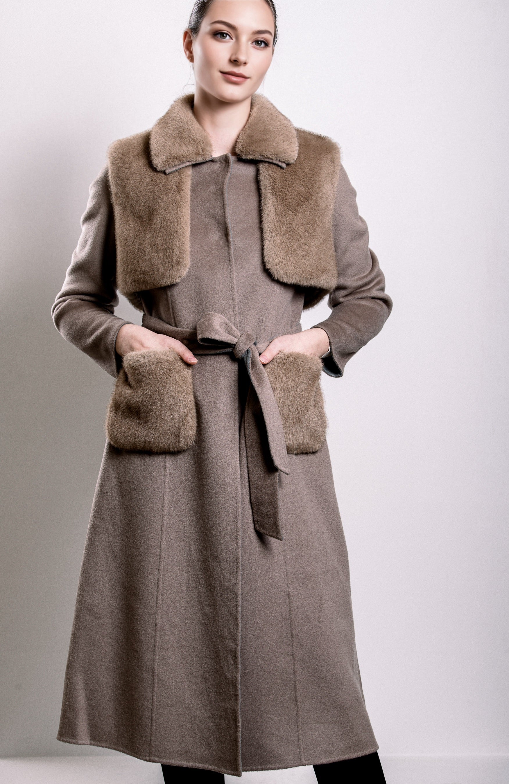 Demi-Couture Fur Trim Overcoat
