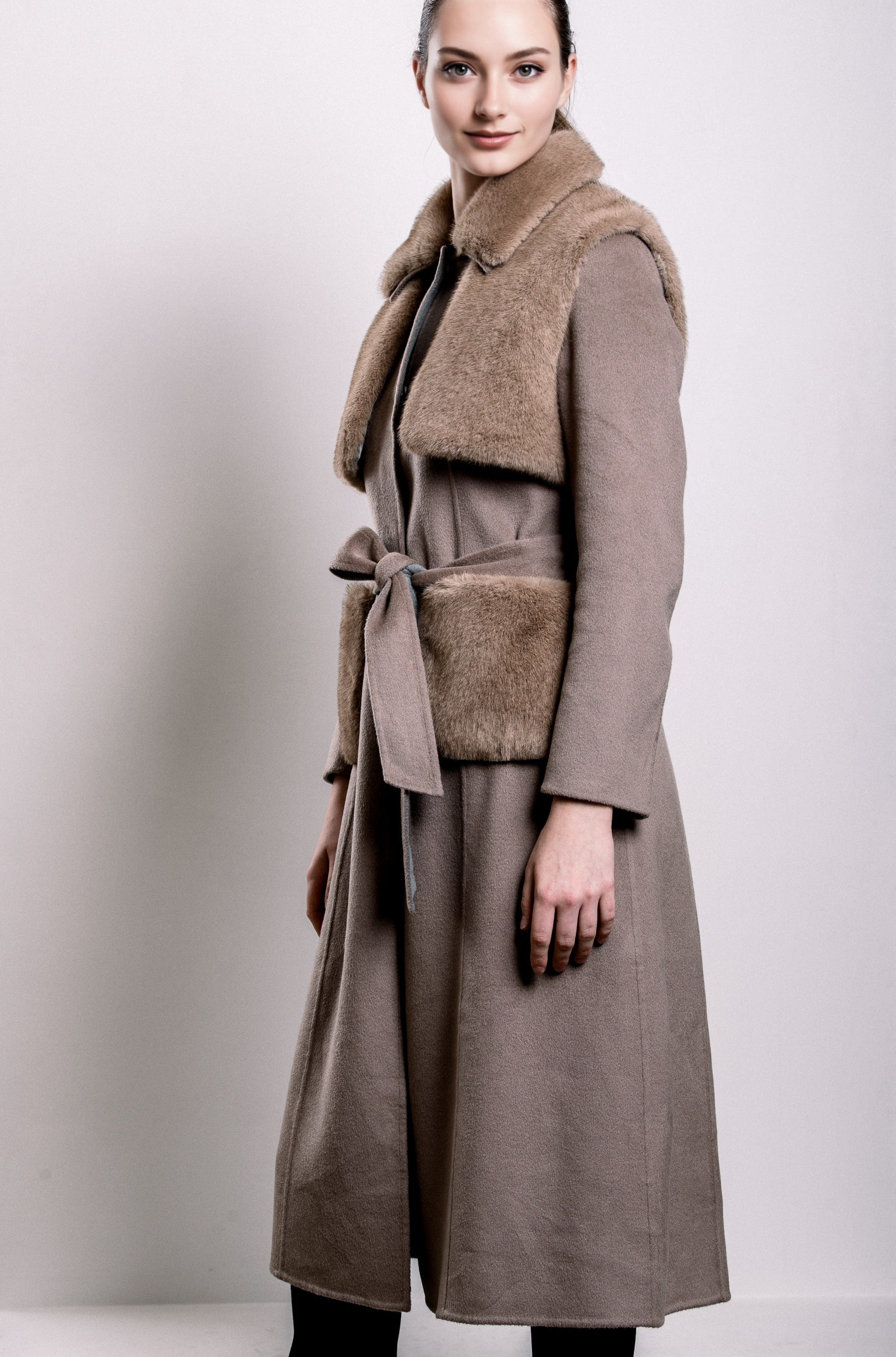 Demi-Couture Fur Trim Overcoat