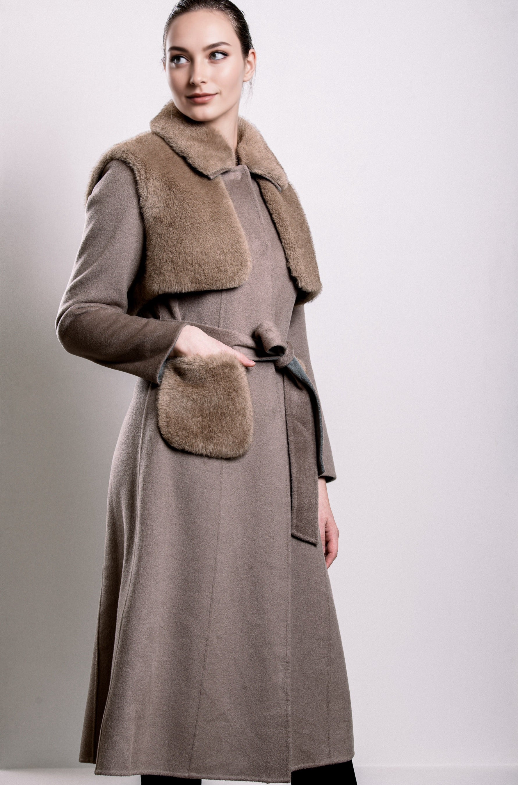 Demi-Couture Fur Trim Overcoat
