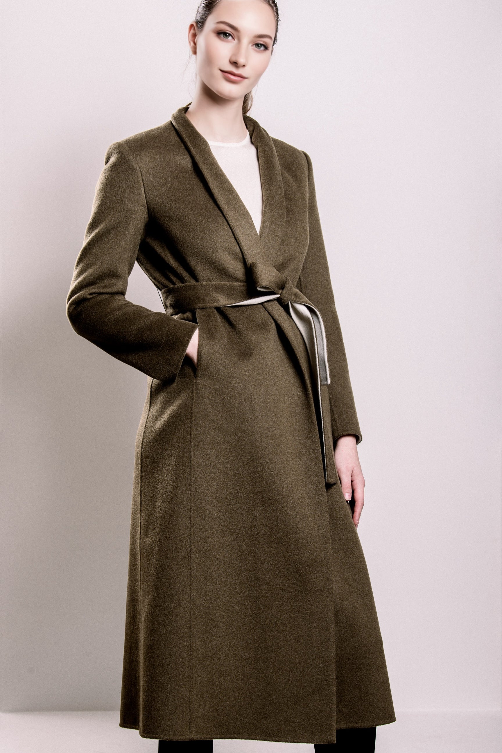 Demi-Couture Wool & Silk Overcoat - Olive