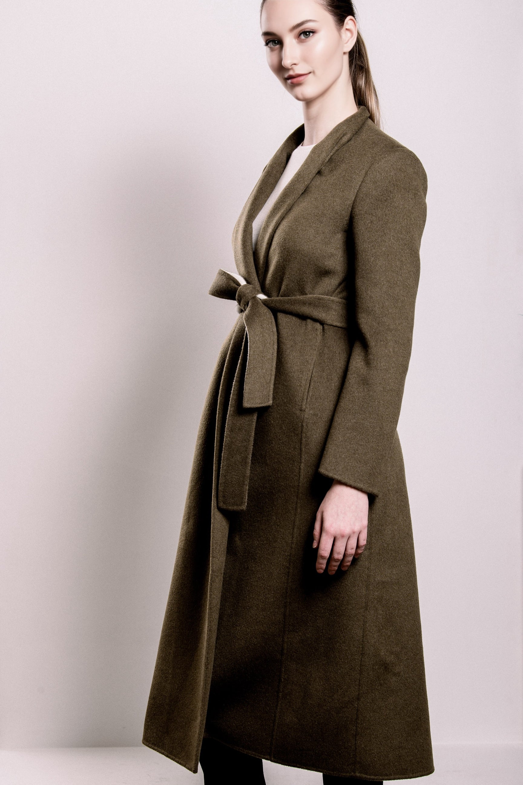 Demi-Couture Wool & Silk Overcoat - Olive