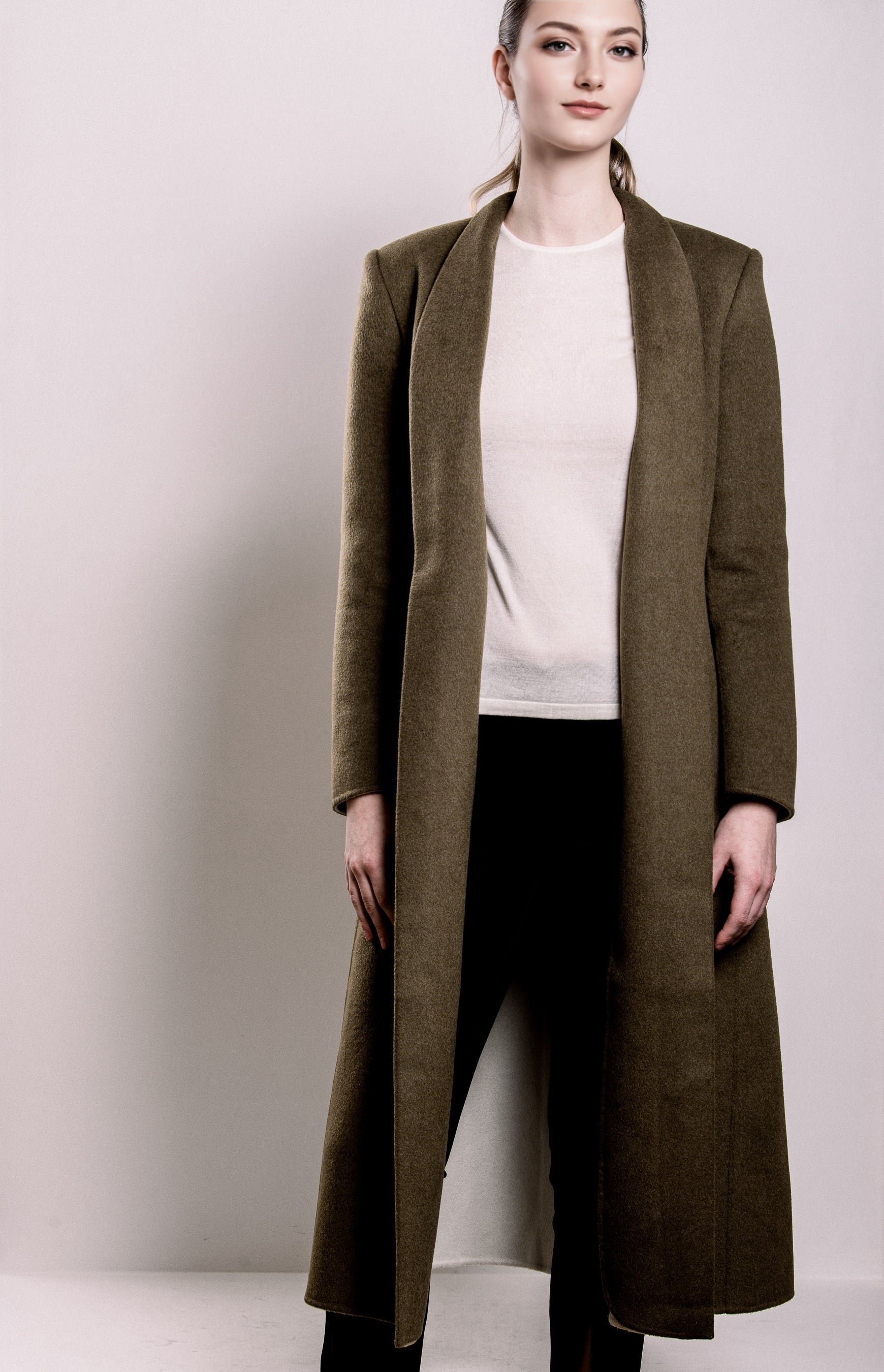 Demi-Couture Wool & Silk Overcoat - Olive