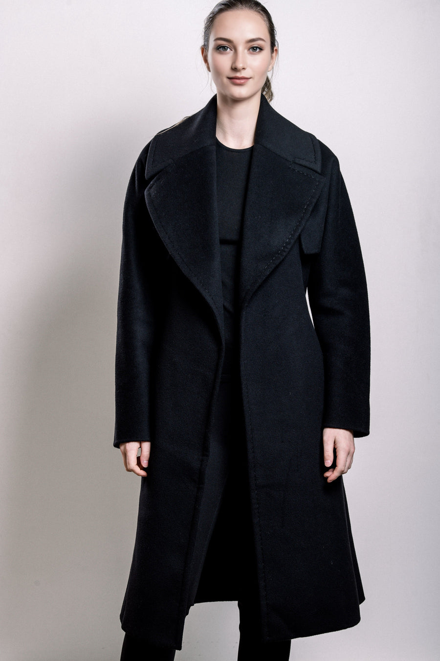 Demi-Couture Cashmere Double Breasted Overcoat - Black