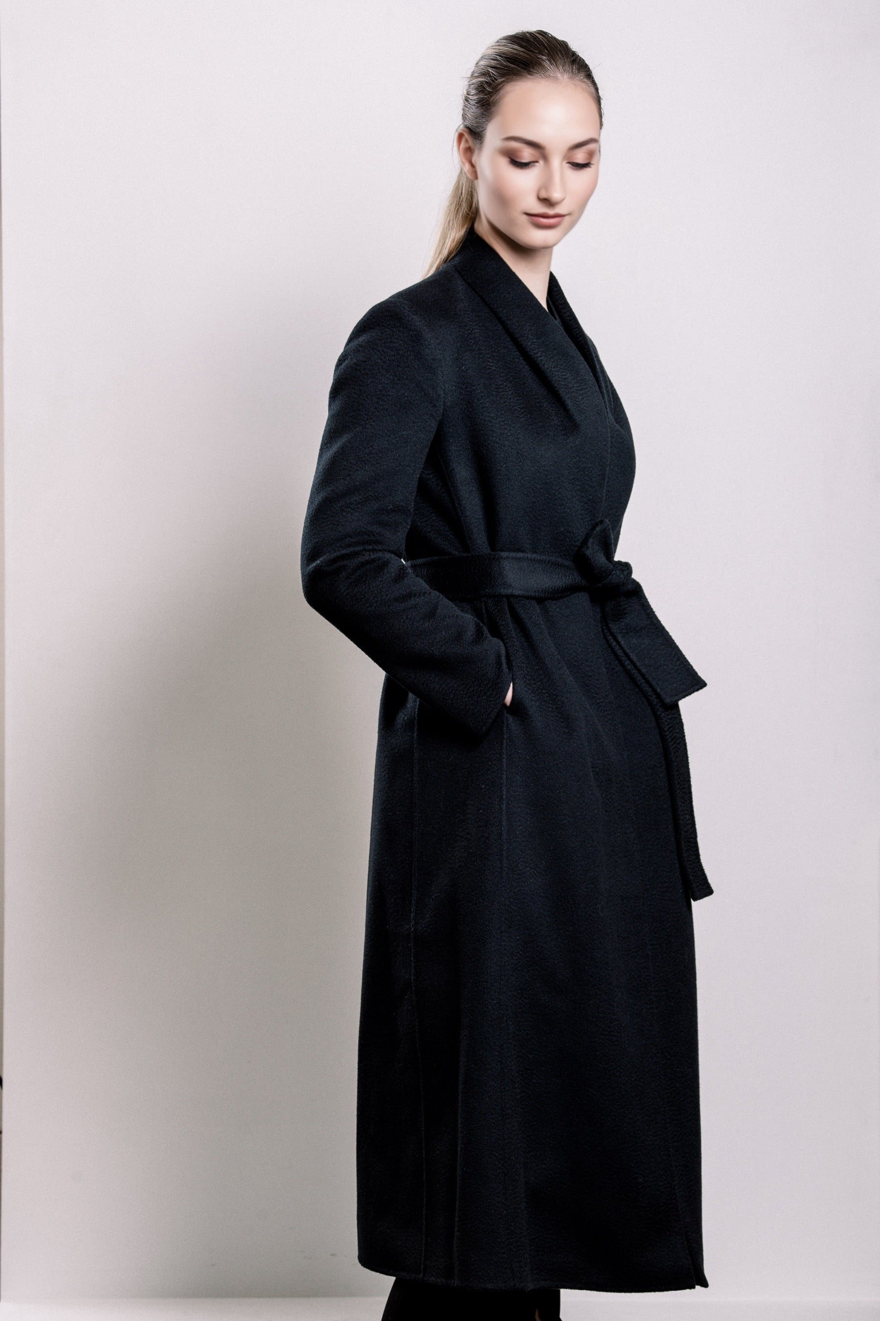 Demi-Couture Cashmere Double Breasted Overcoat - Black