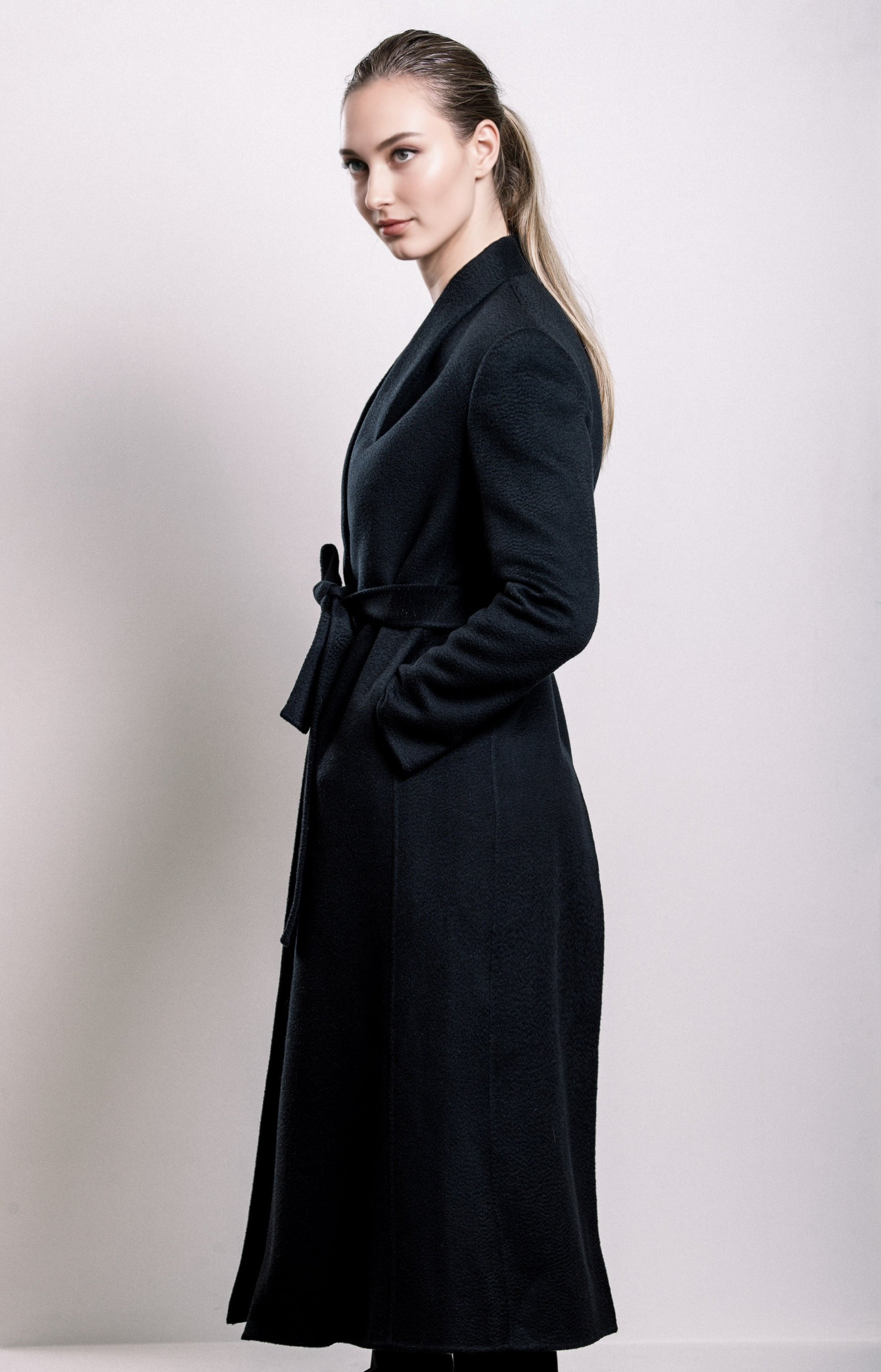 Demi-Couture Cashmere Double Breasted Overcoat - Black