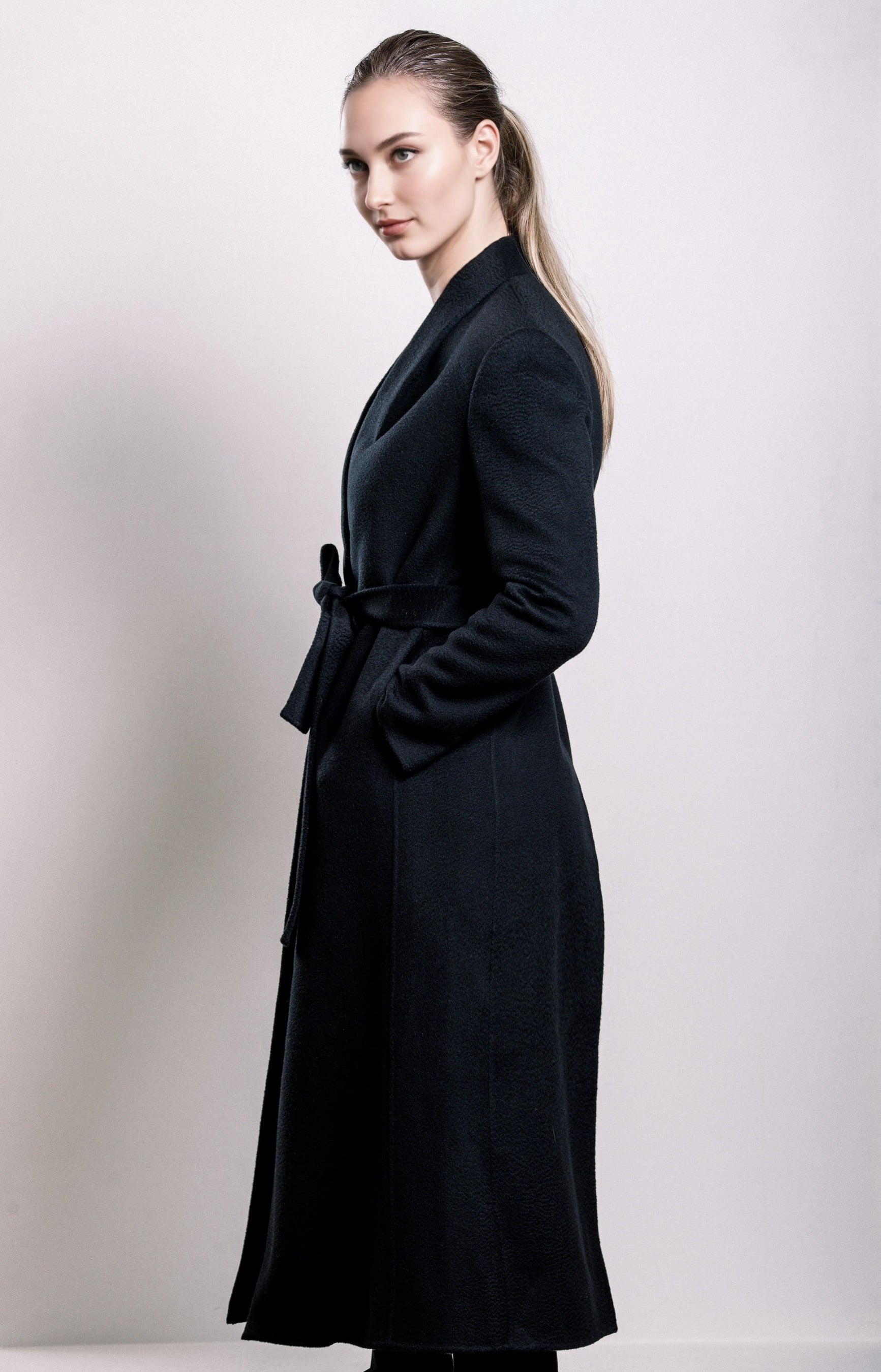 Demi-Couture Cashmere Double Breasted Overcoat - Black