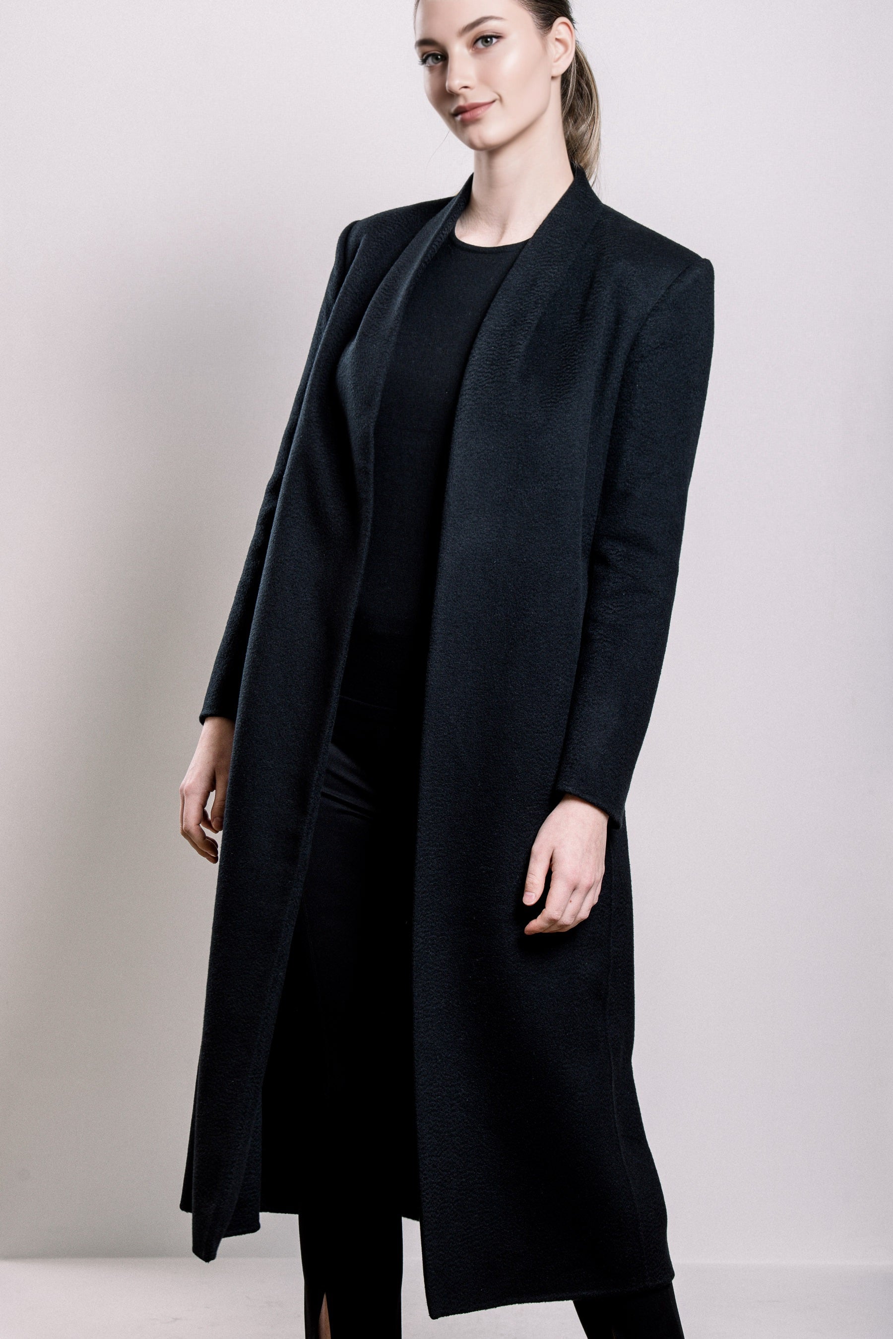 Demi-Couture Cashmere Double Breasted Overcoat - Black