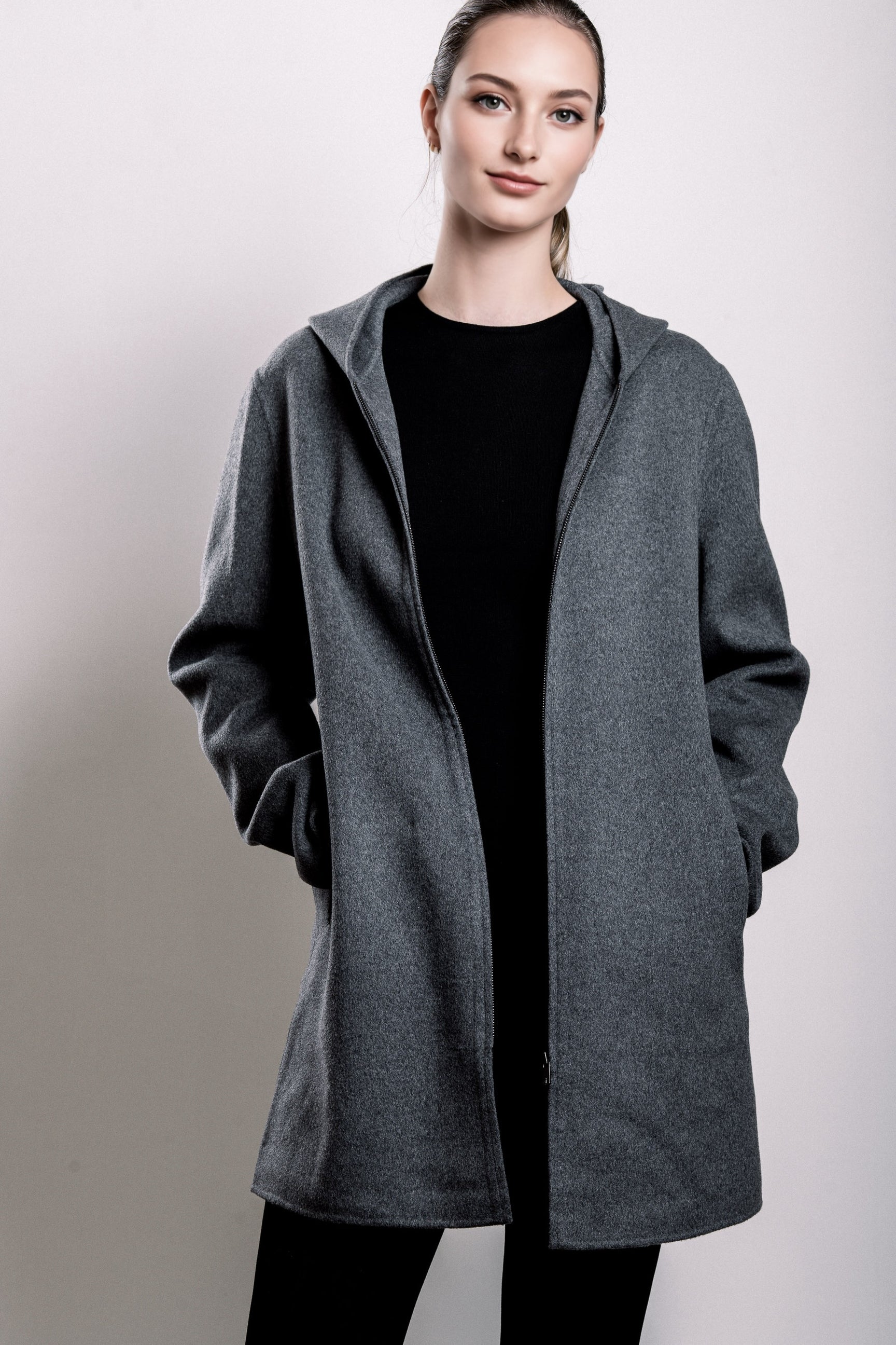 Demi-Couture Hooded Coat - Grey