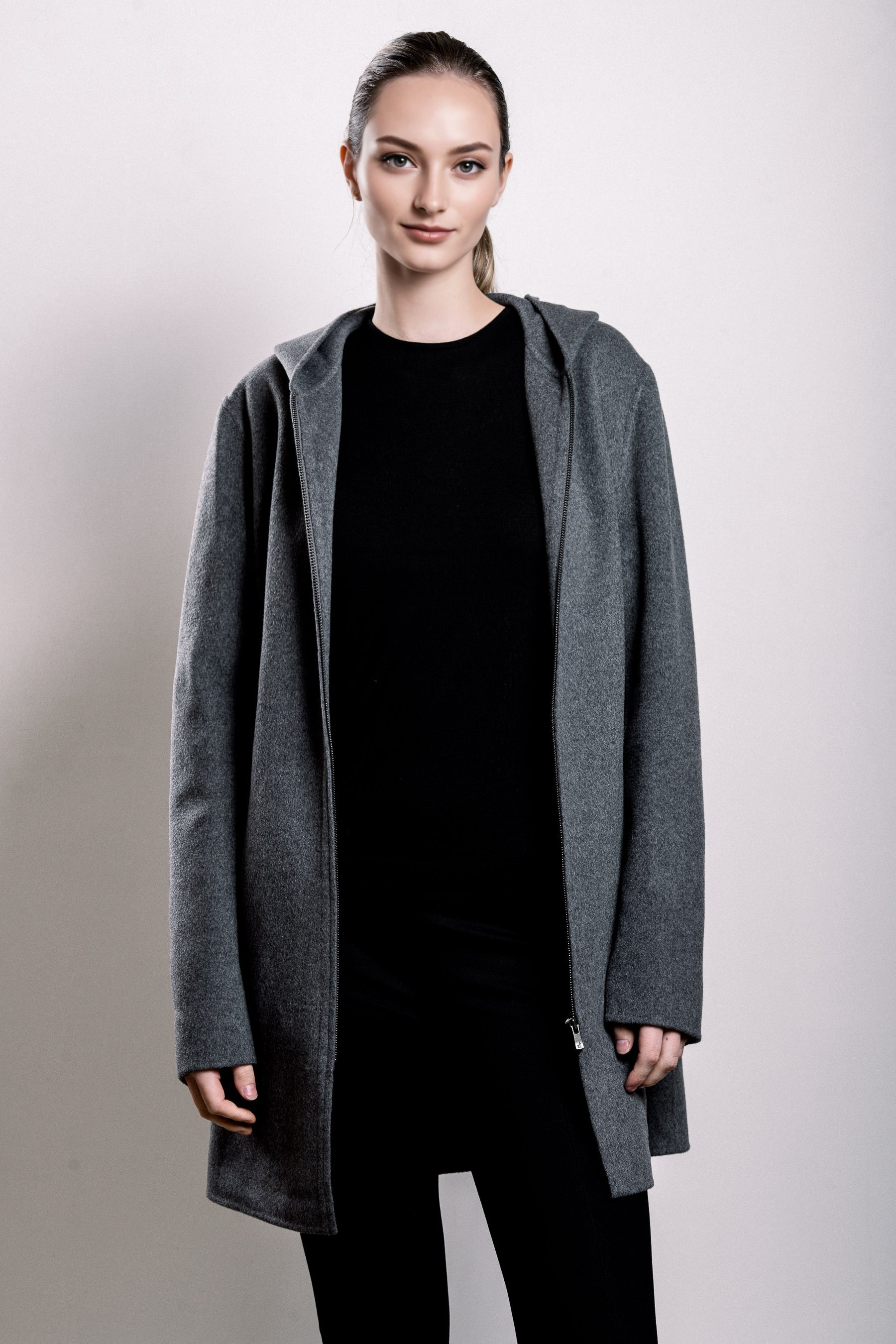 Demi-Couture Hooded Coat - Grey