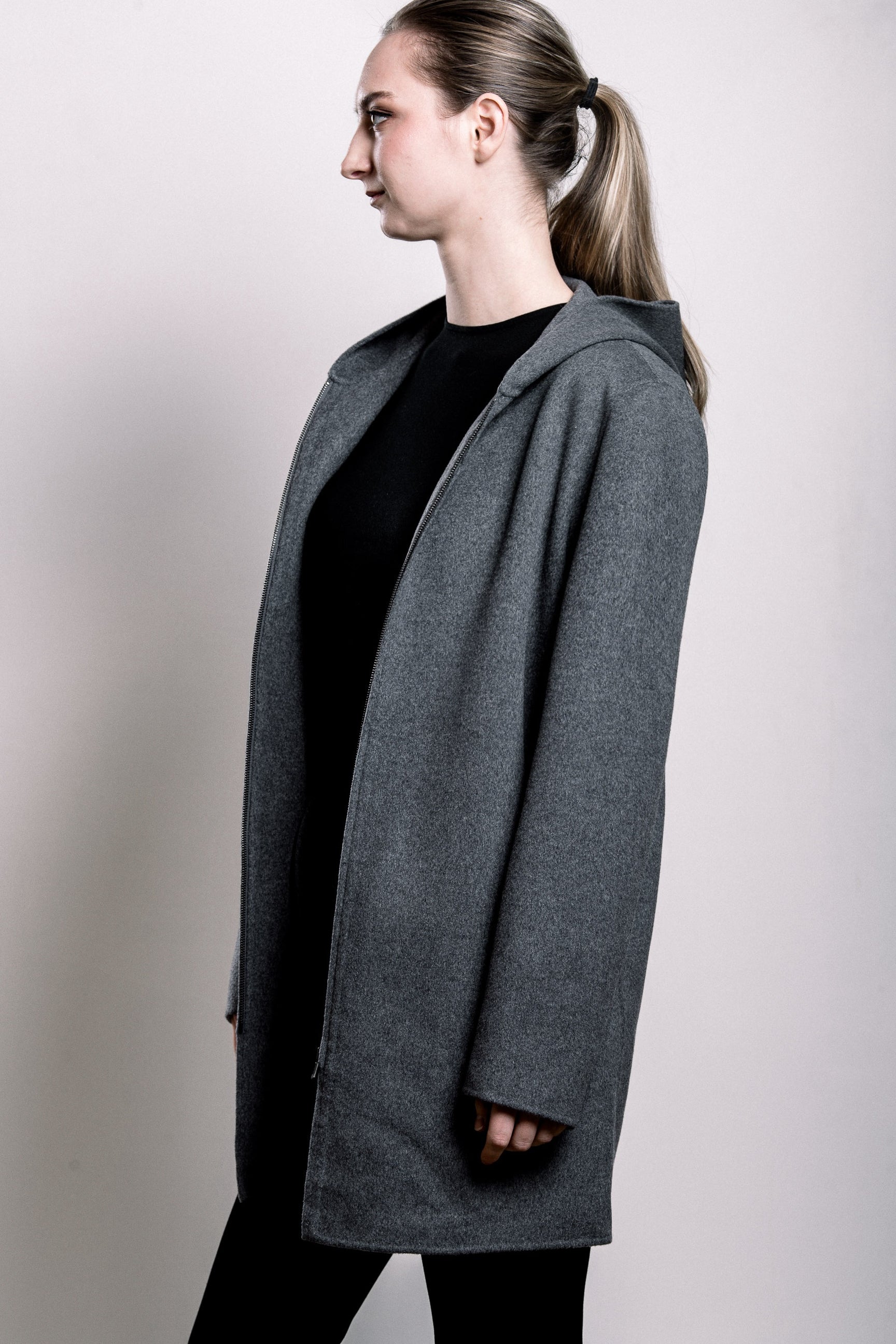 Demi-Couture Hooded Coat - Grey