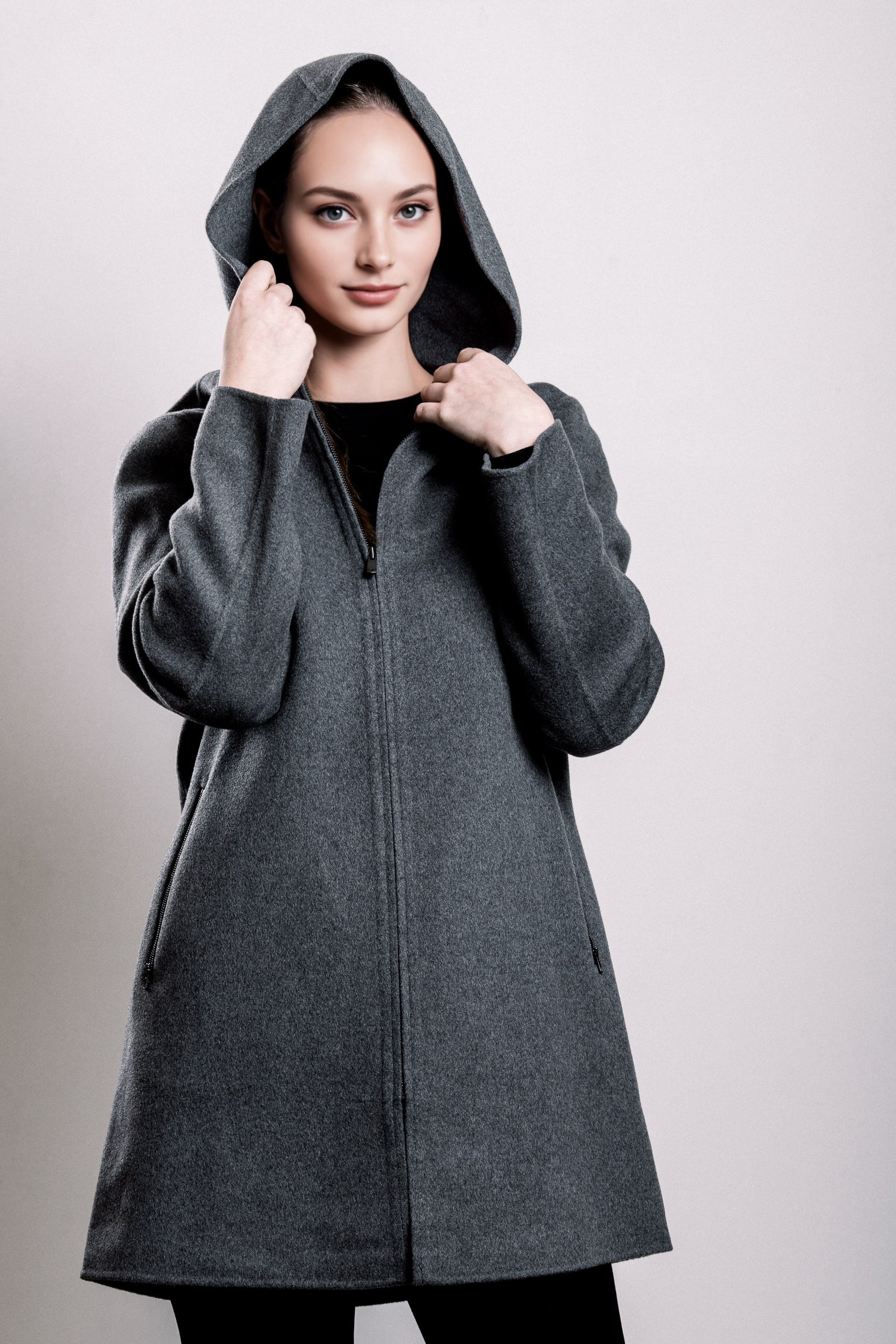 Demi-Couture Hooded Coat - Grey