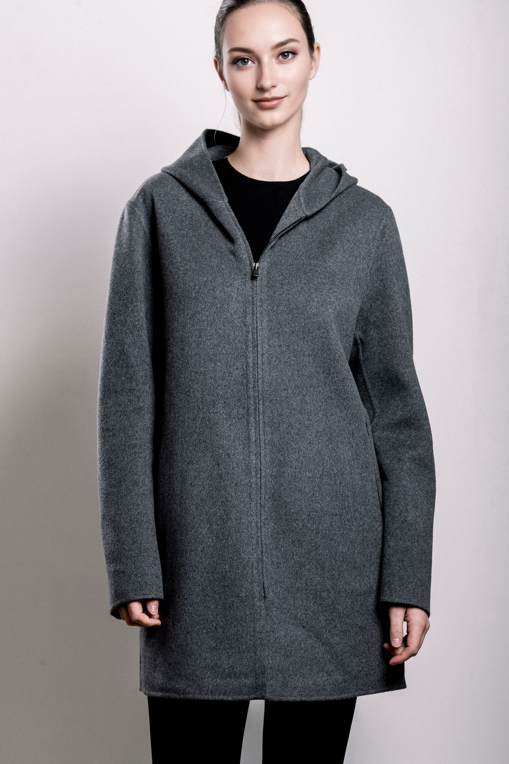 Demi-Couture Hooded Coat - Grey
