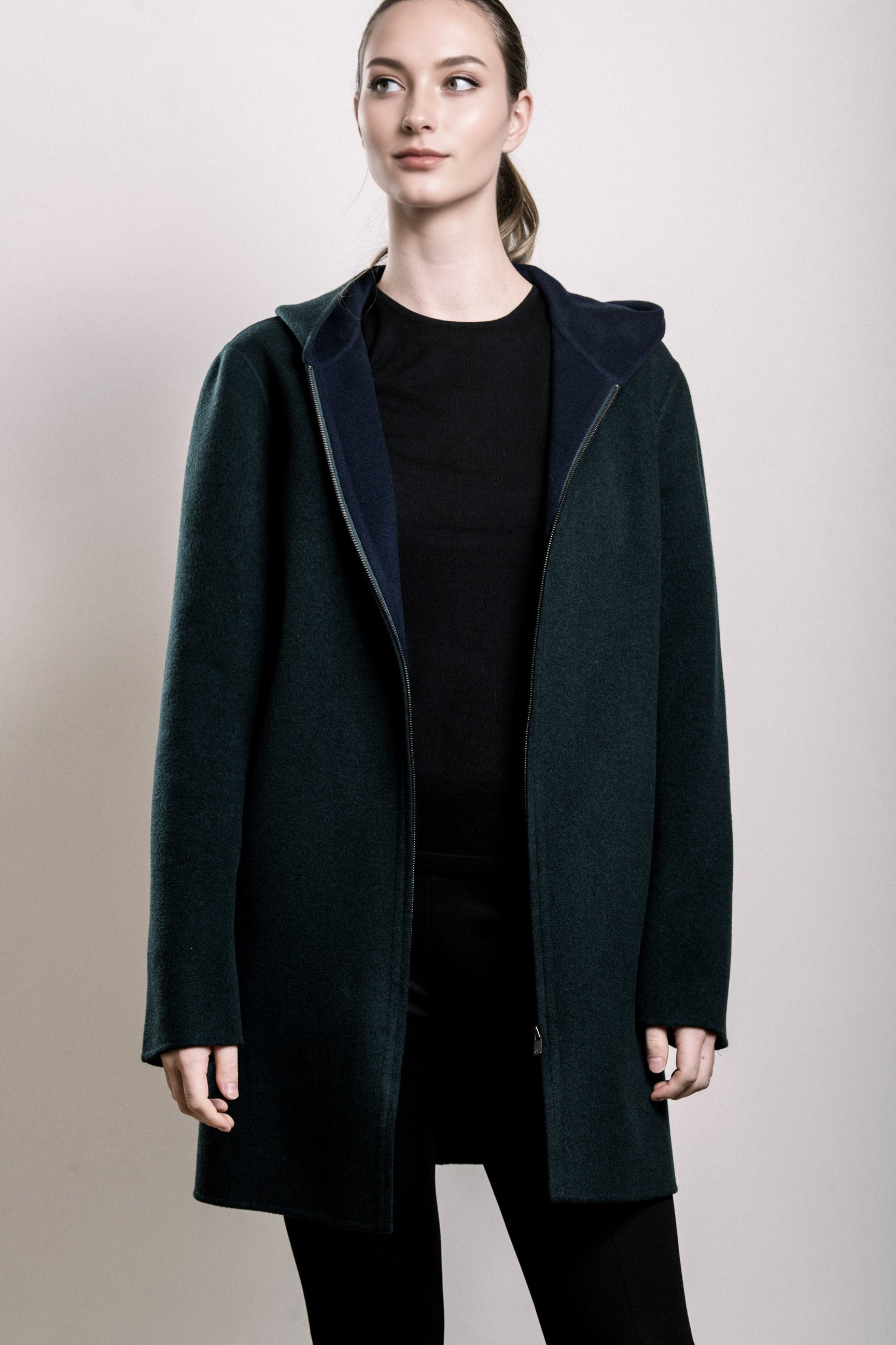 Demi-Couture Hooded Coat - Forest Green