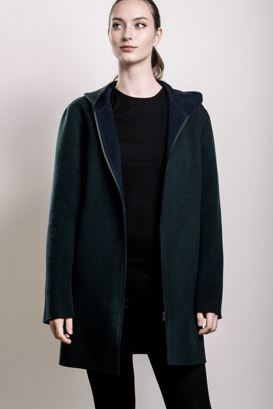 Demi-Couture Hooded Coat - Forest Green