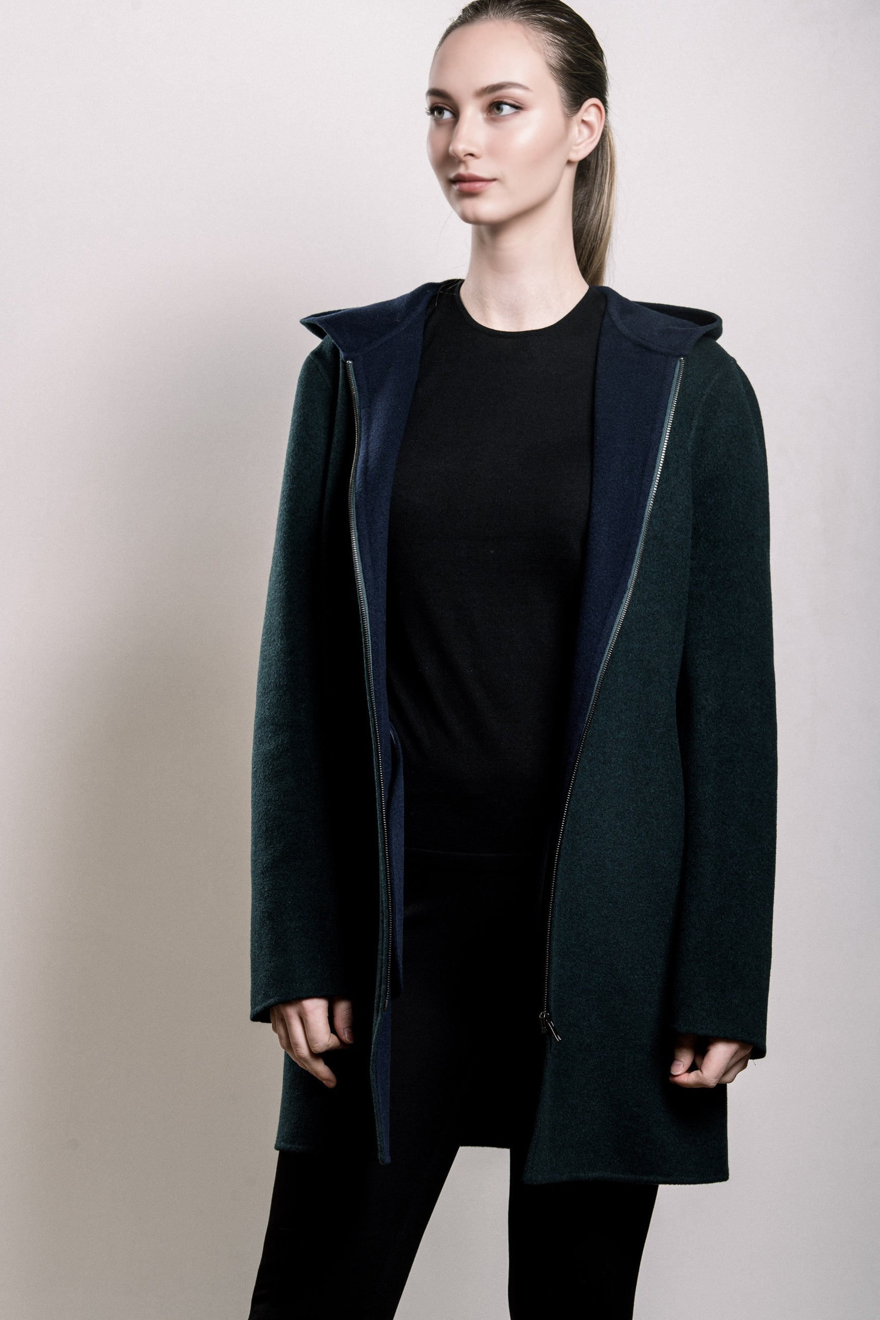 Demi-Couture Hooded Coat - Forest Green