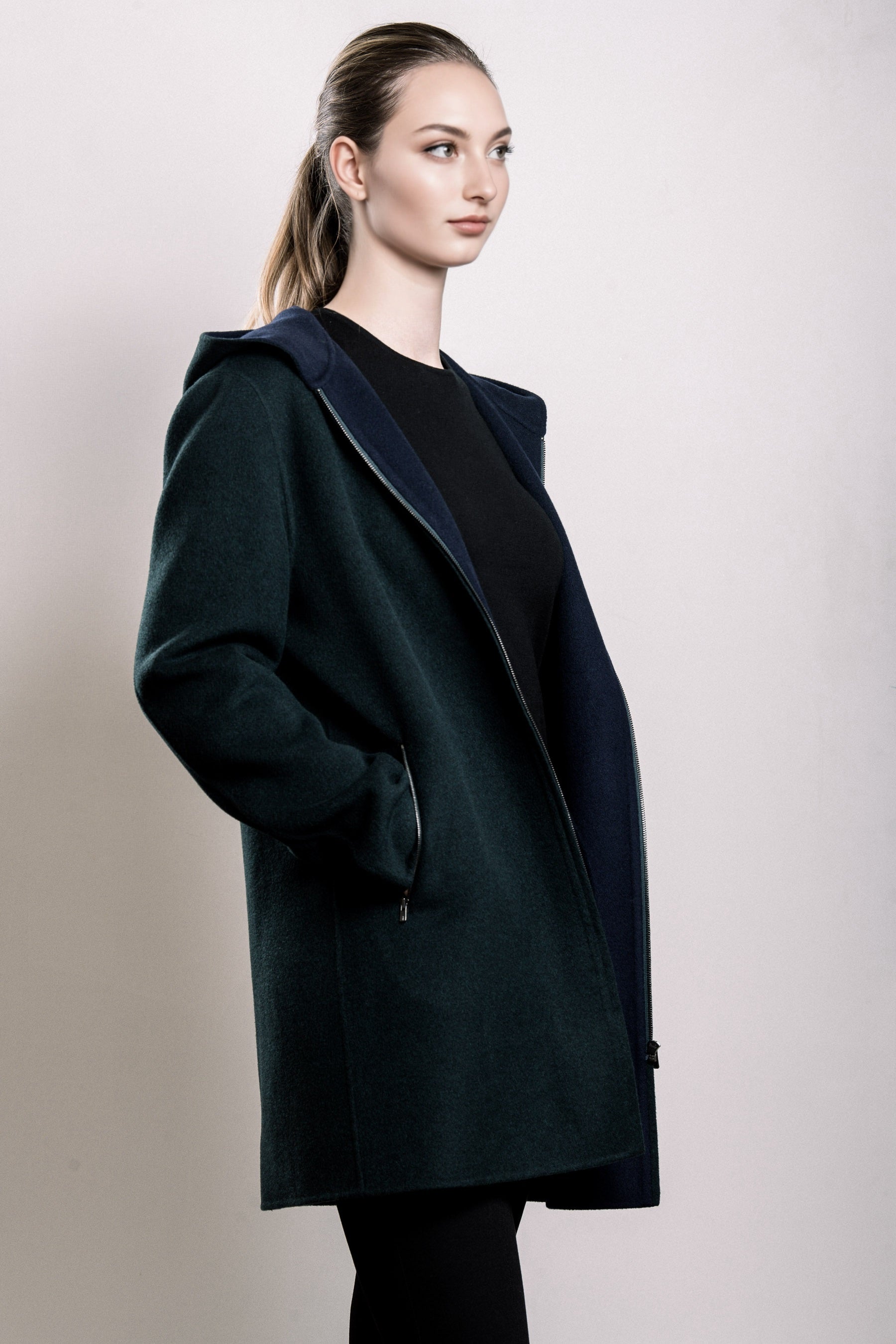 Demi-Couture Hooded Coat - Forest Green