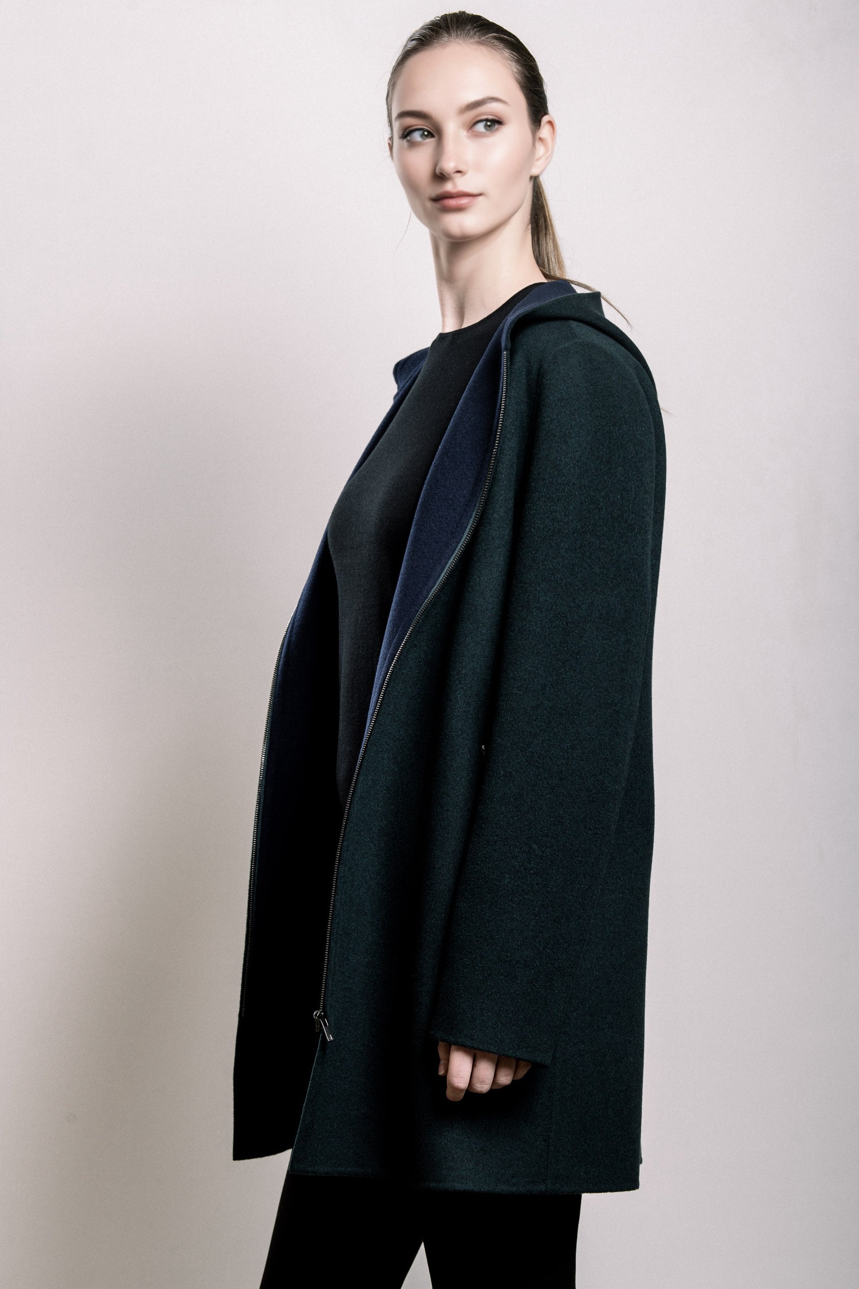 Demi-Couture Hooded Coat - Forest Green