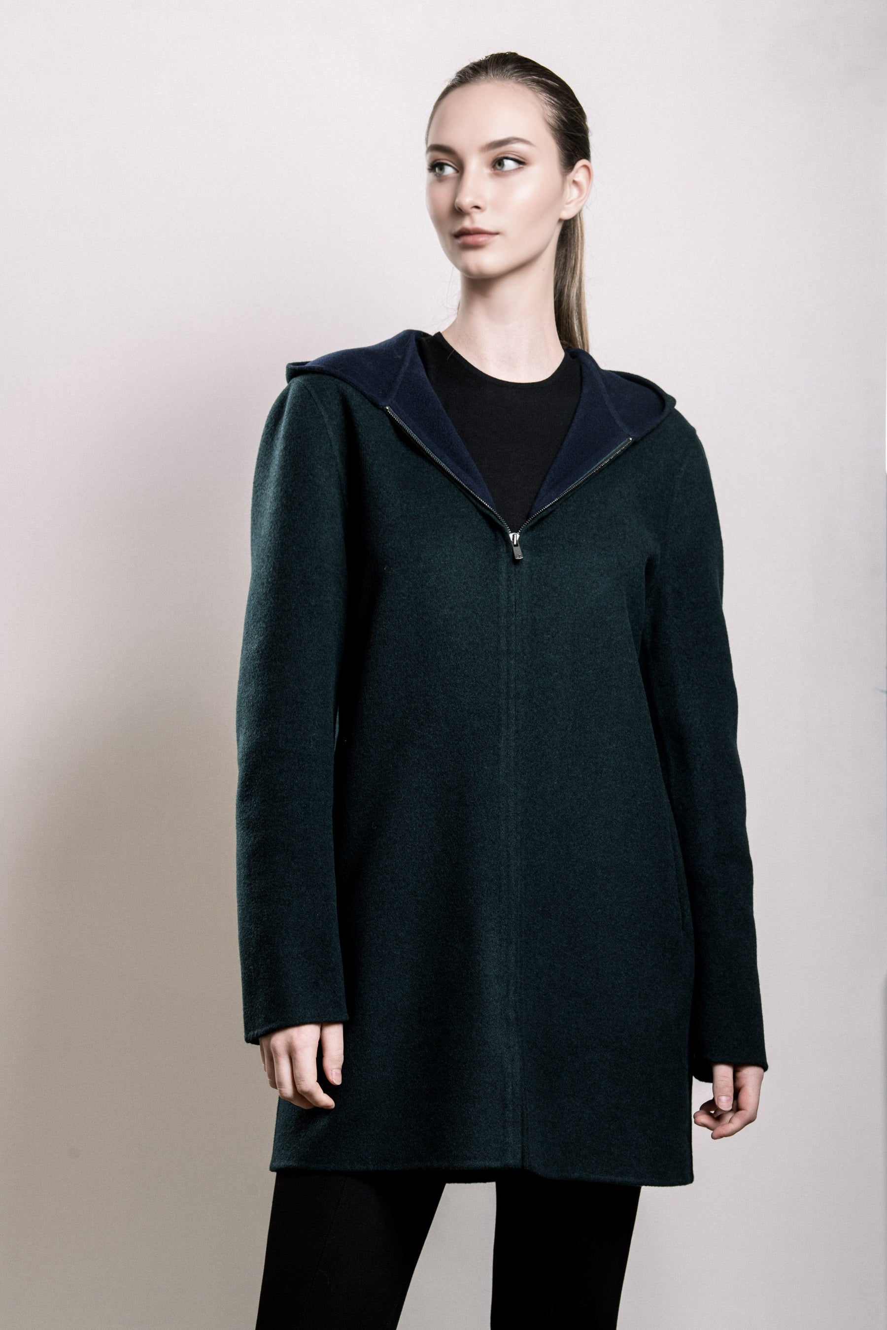 Demi-Couture Hooded Coat - Forest Green