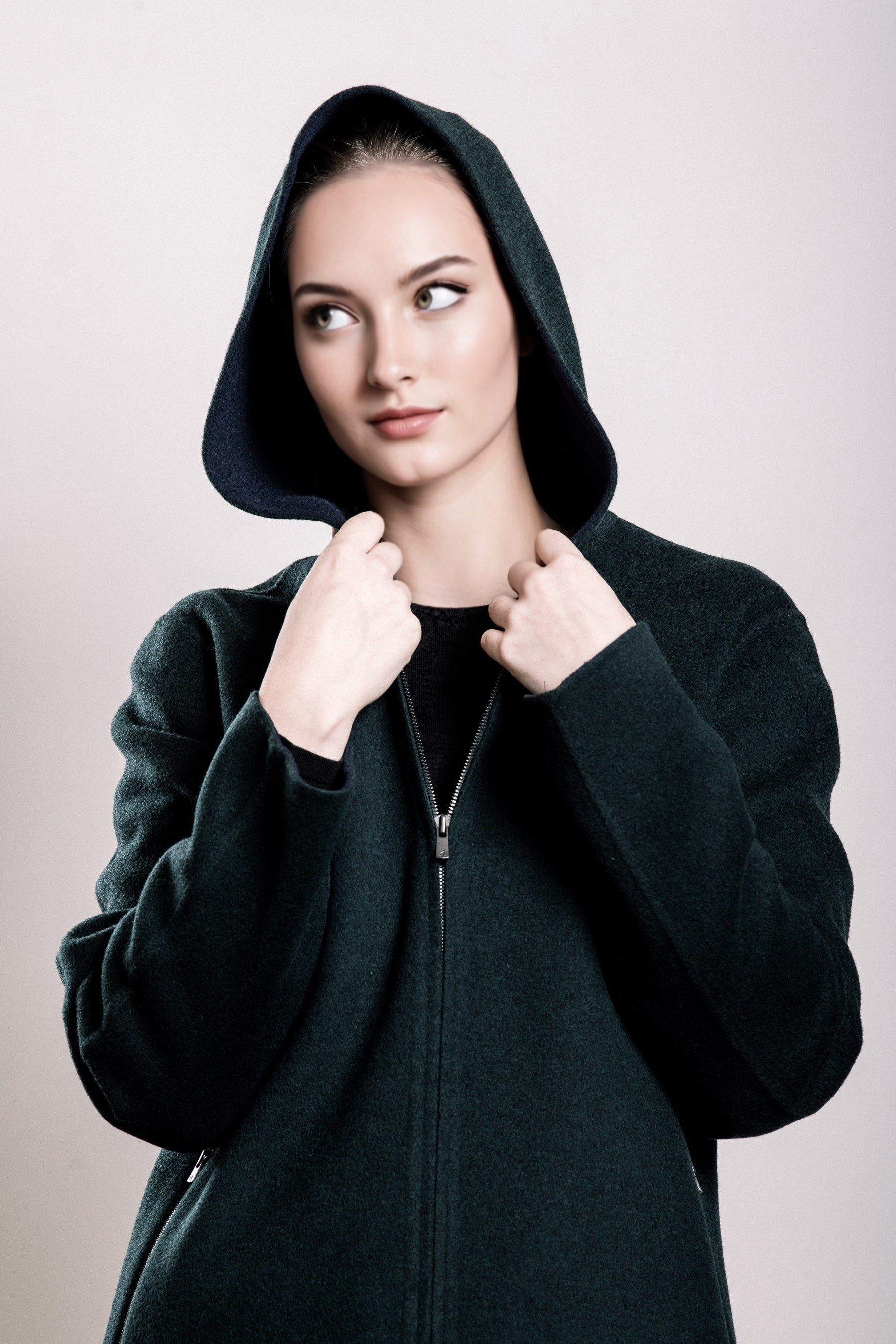 Demi-Couture Hooded Coat - Forest Green