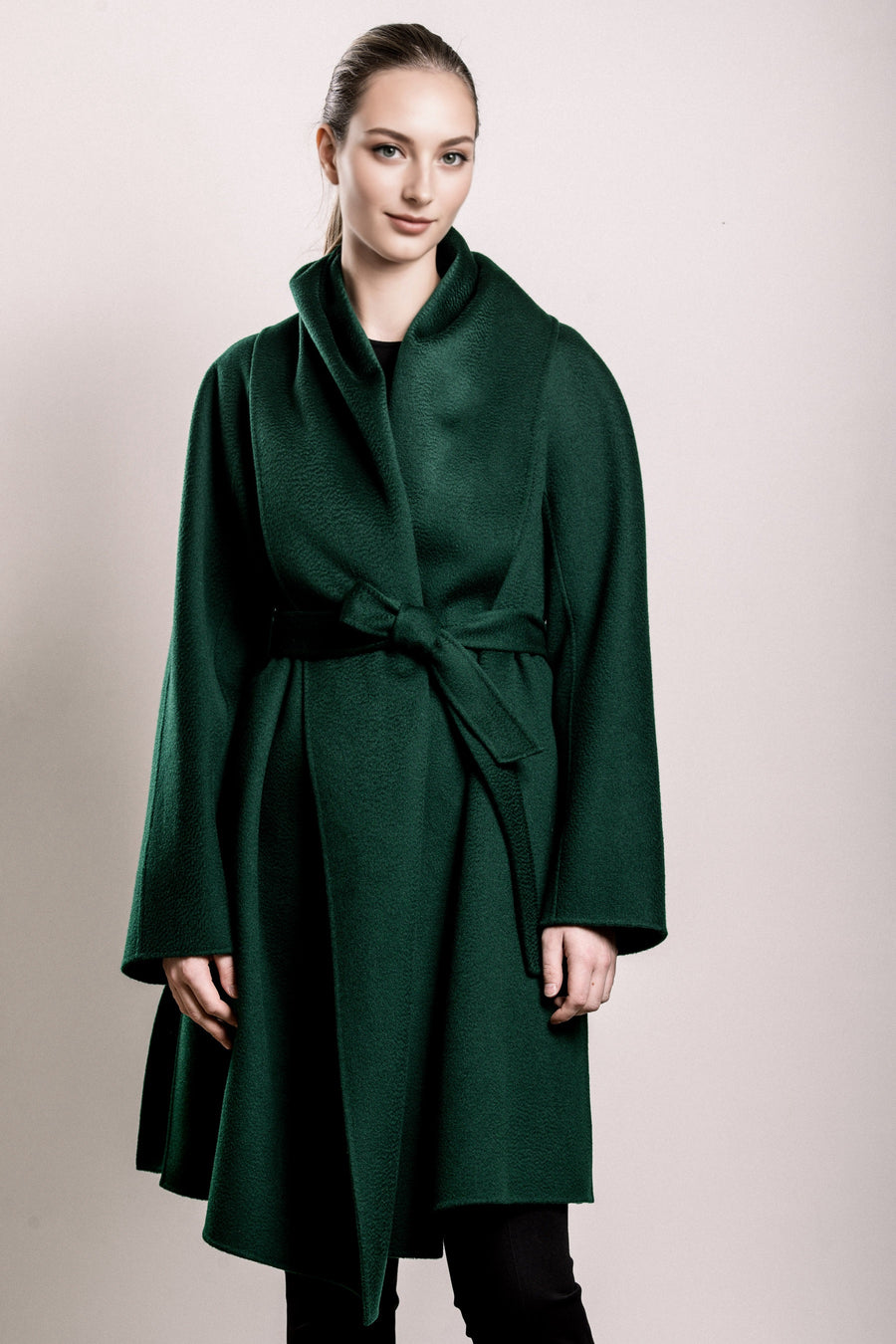 Demi-Couture Cashmere Shawl Collar Overcoat - Emerald