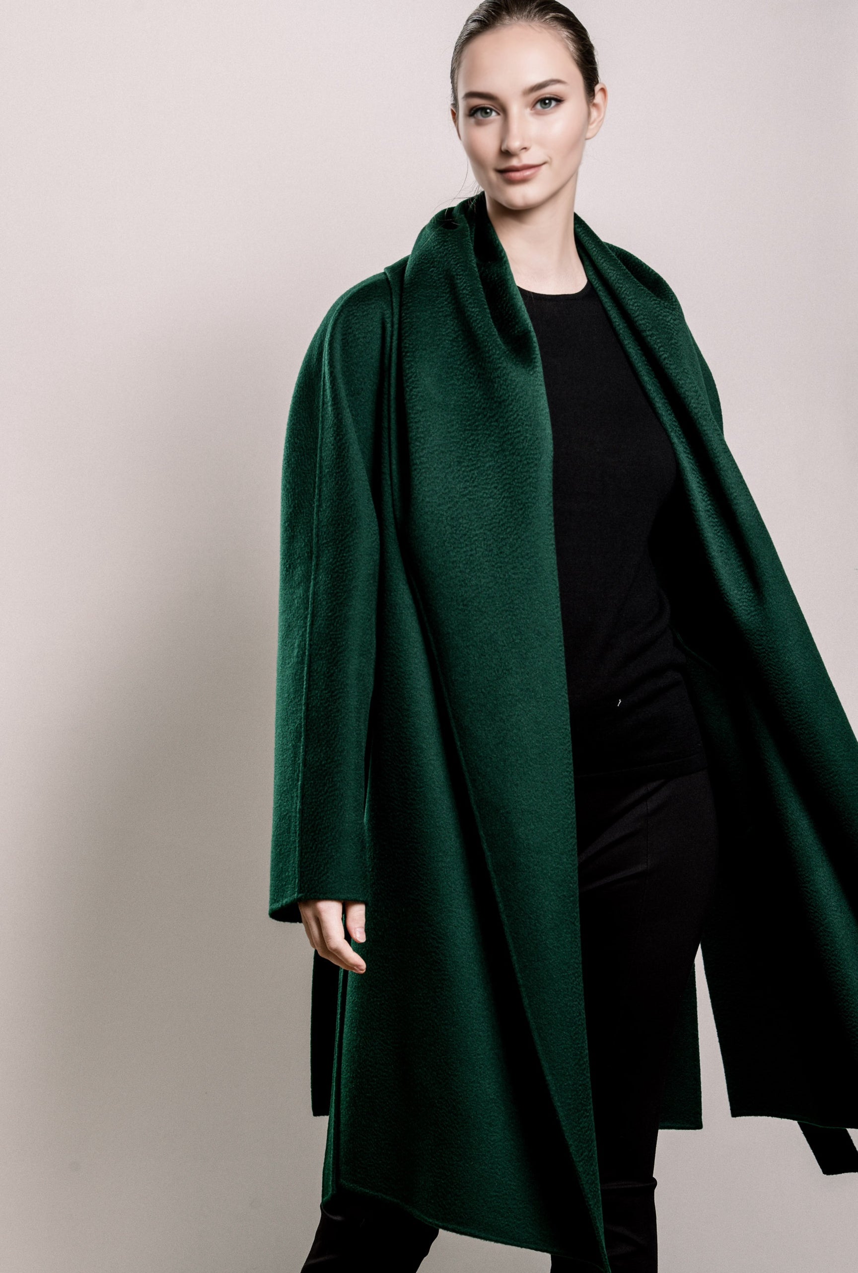 Demi-Couture Cashmere Shawl Collar Overcoat - Emerald