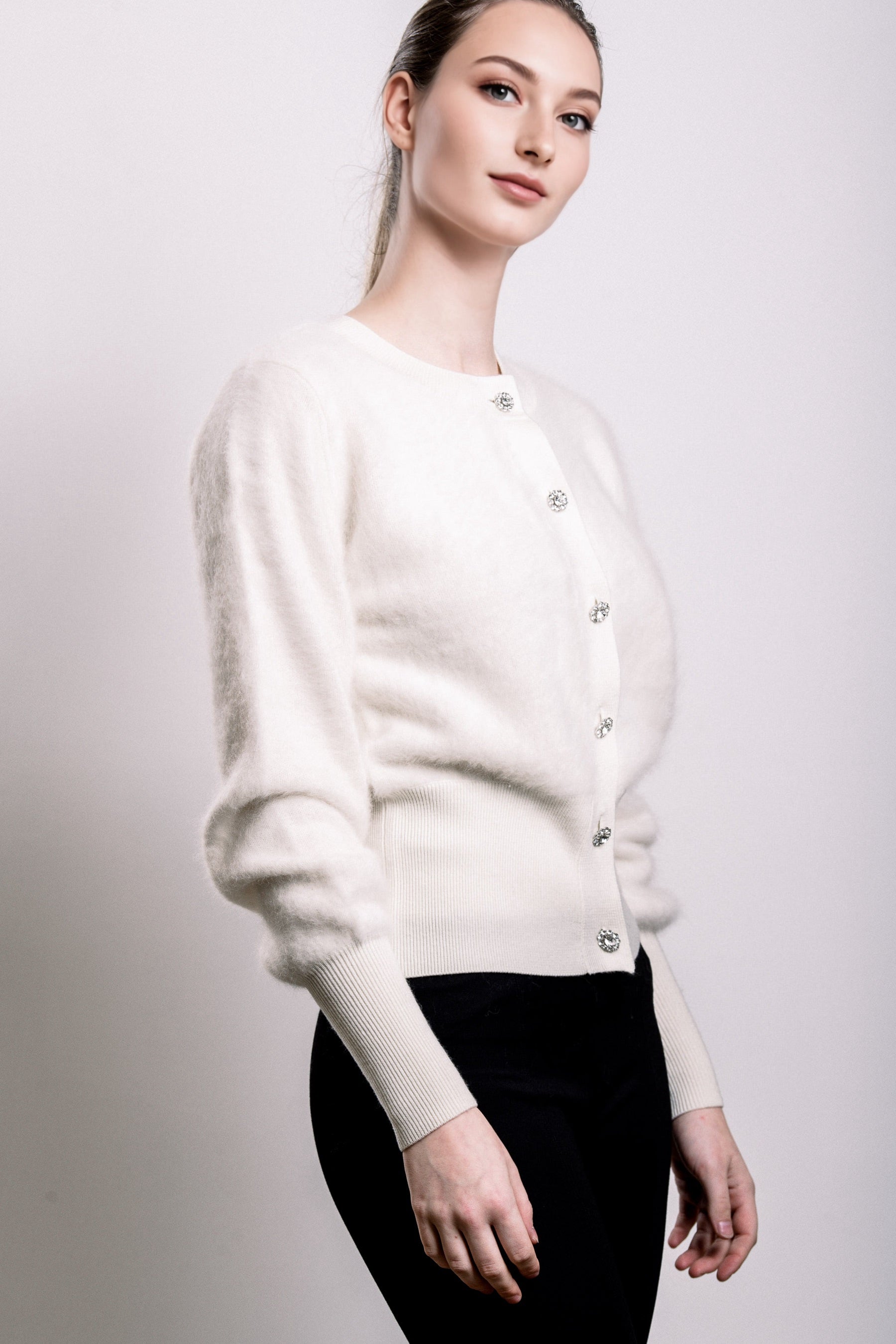 Cashmere & Fox Cardigan - White
