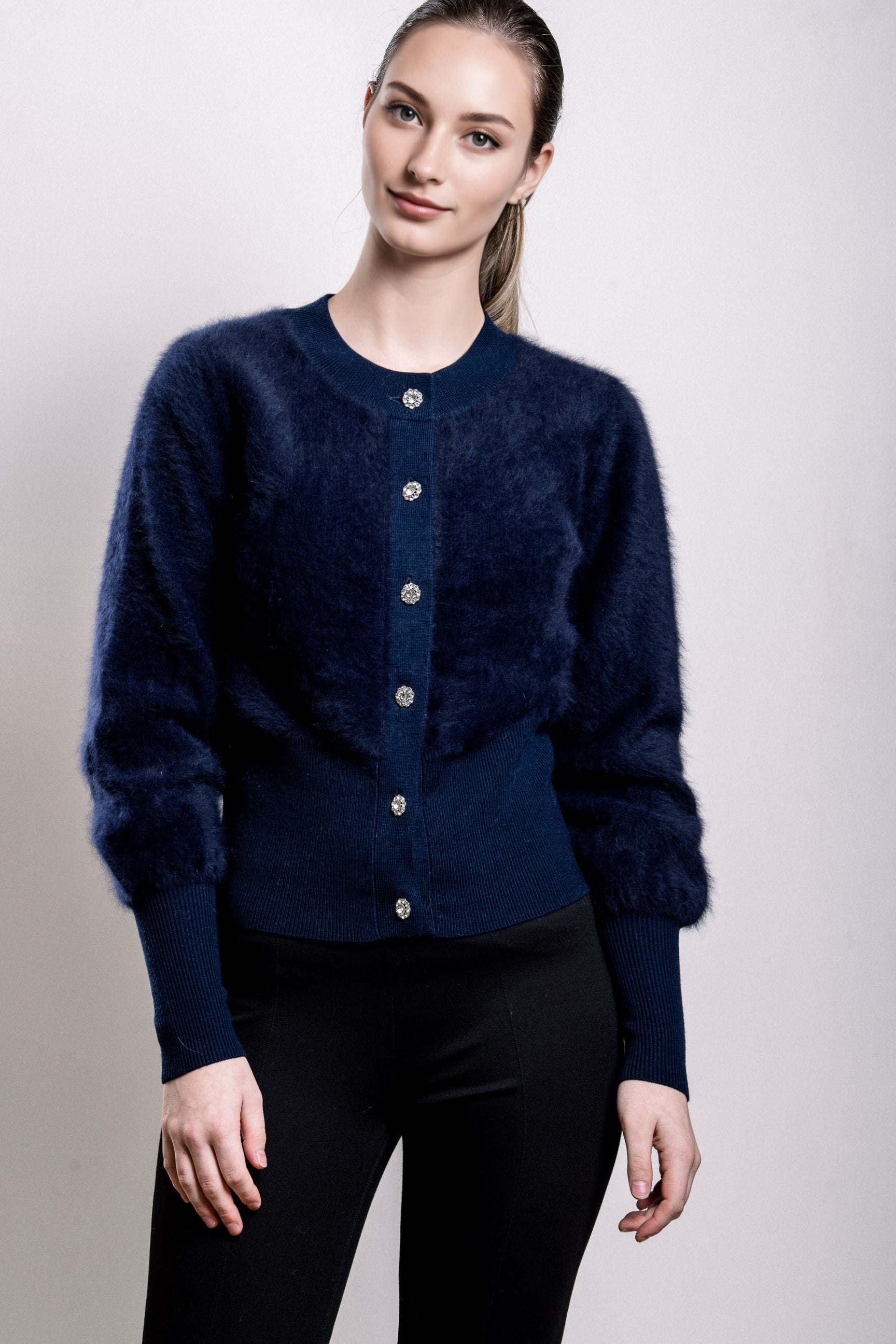 Cashmere & Fox Cardigan - Navy