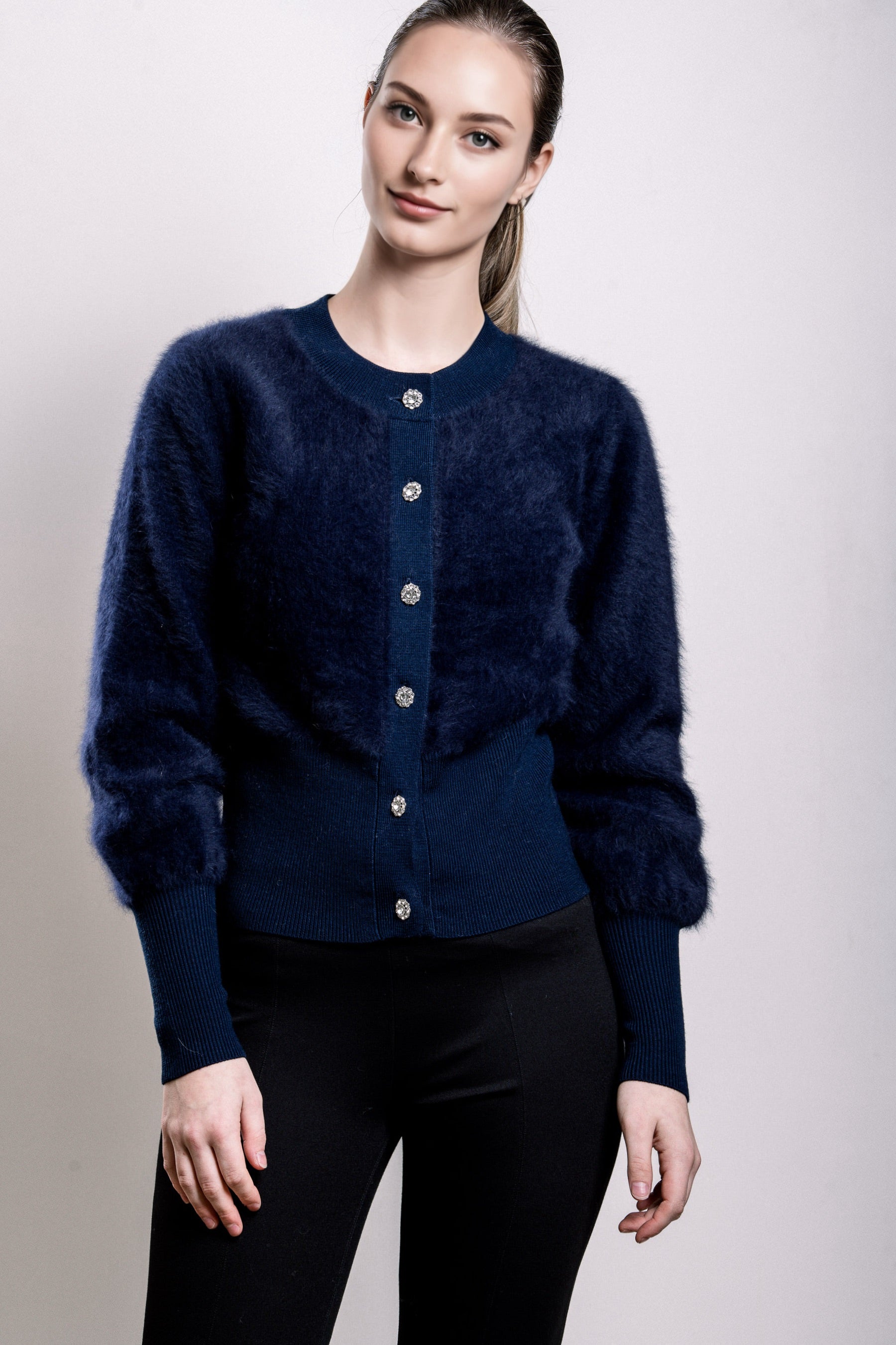 Cashmere & Fox Cardigan - Navy