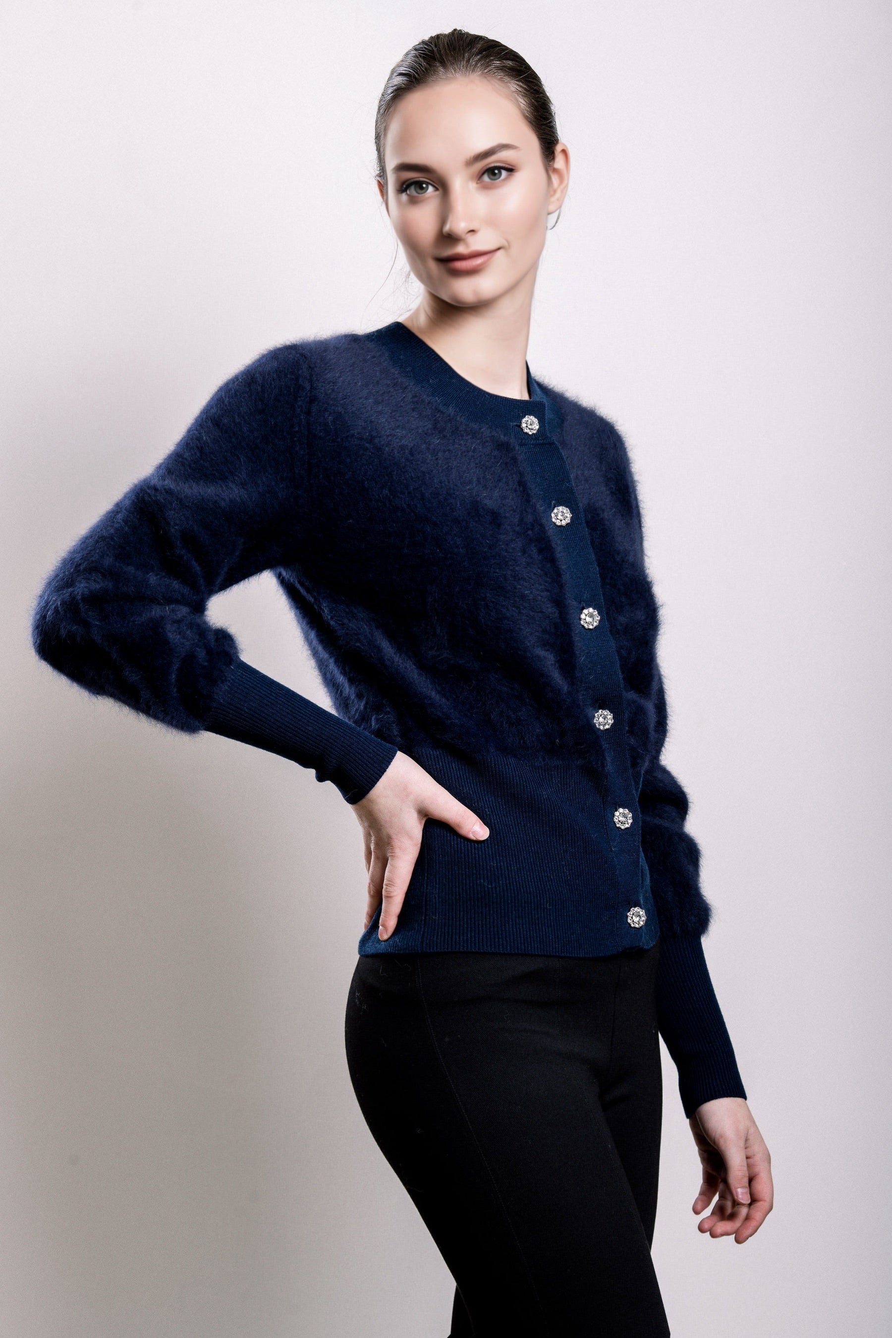 Cashmere & Fox Cardigan - Navy