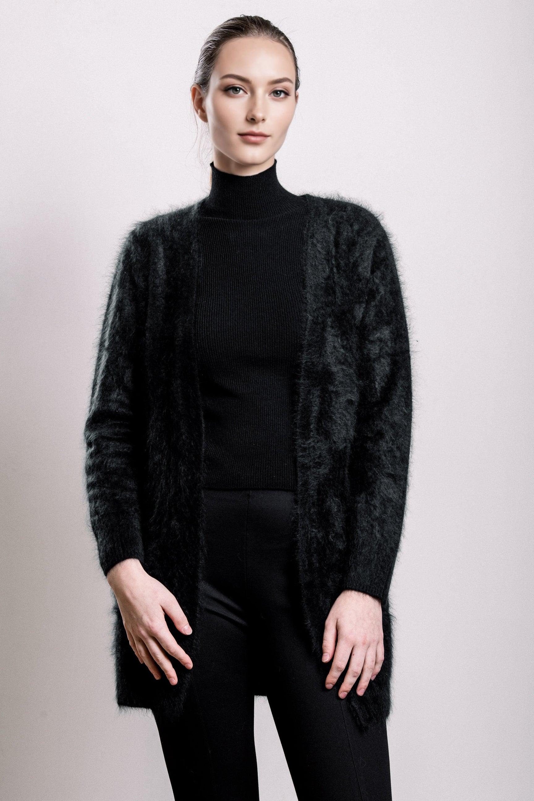 Cashmere French Cardigan - Black