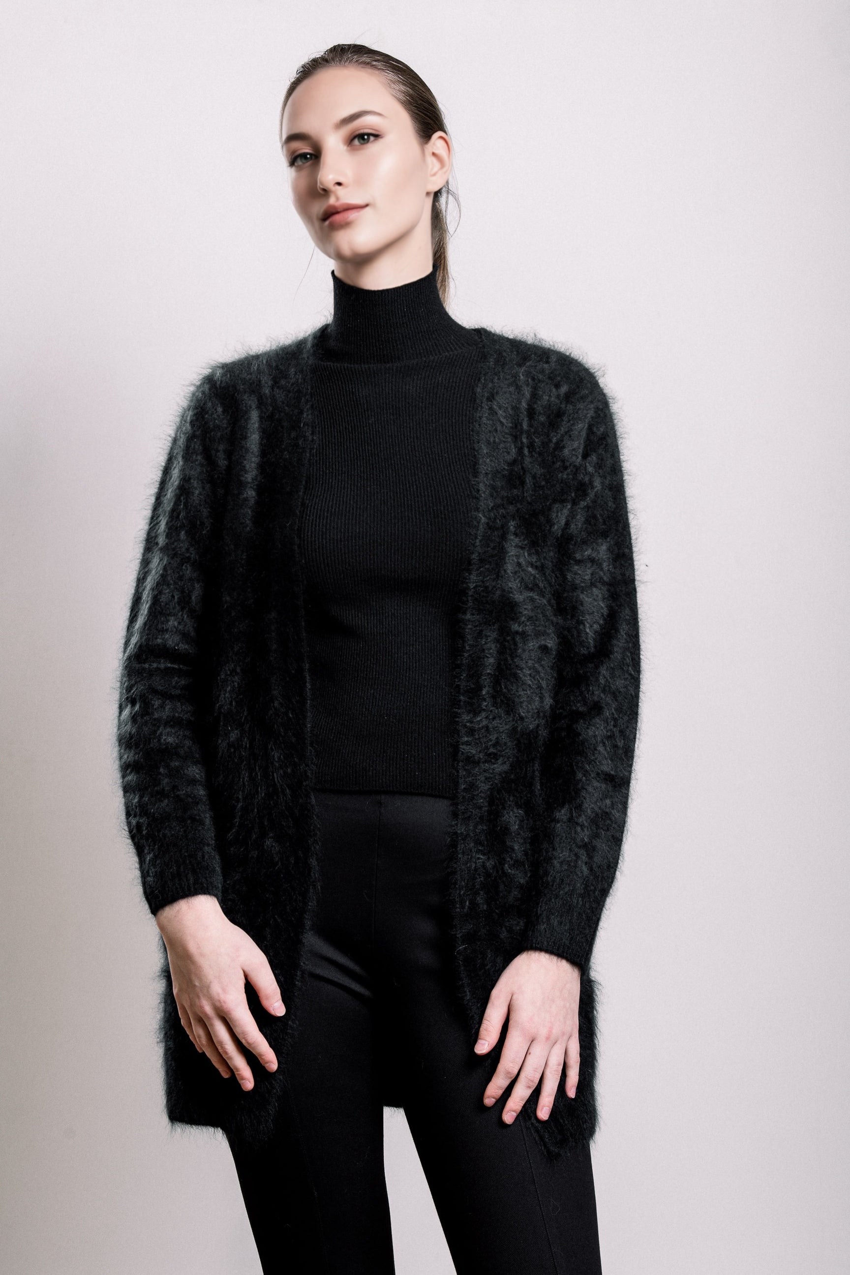 Cashmere French Cardigan - Black