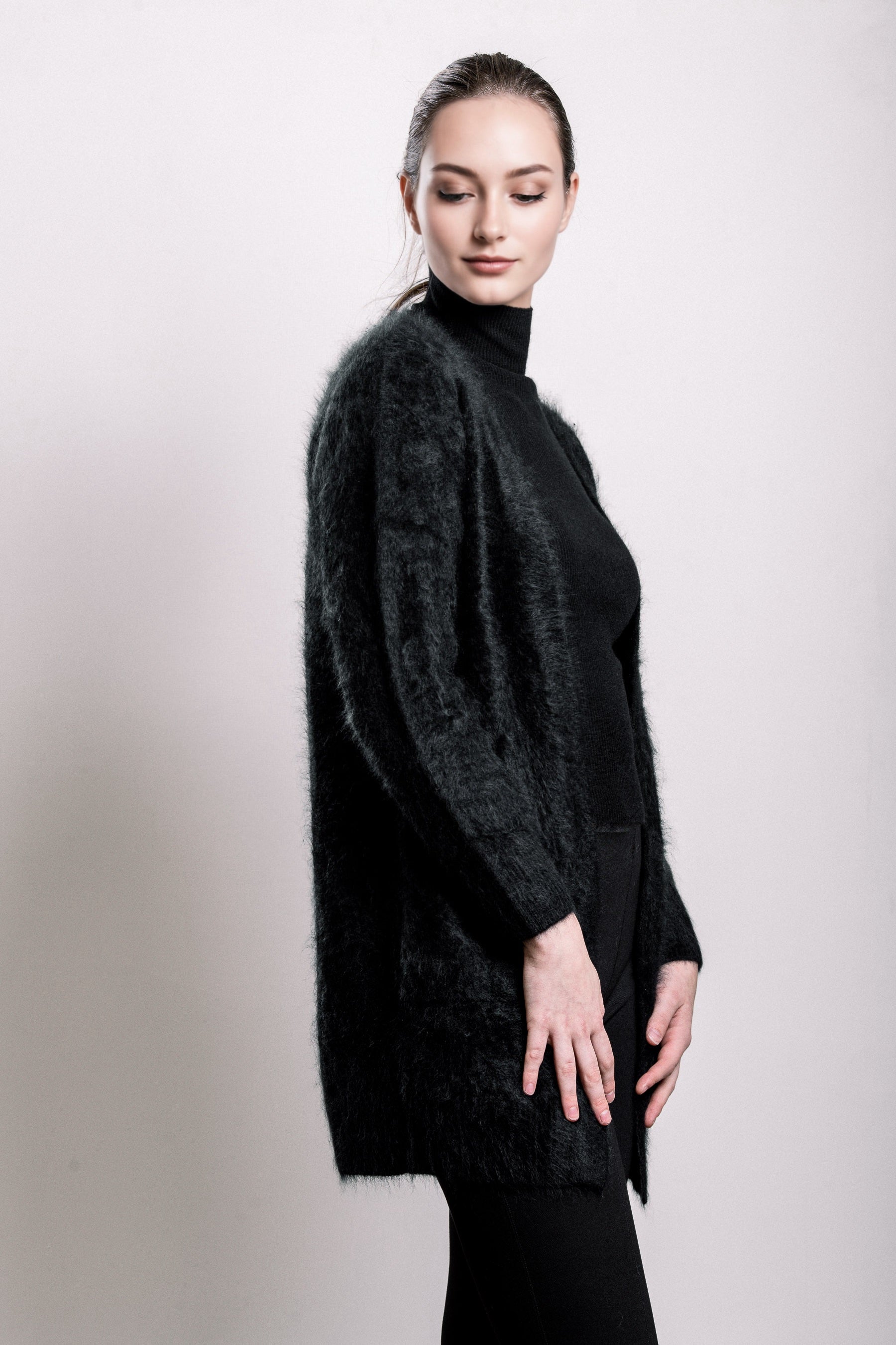 Cashmere French Cardigan - Black