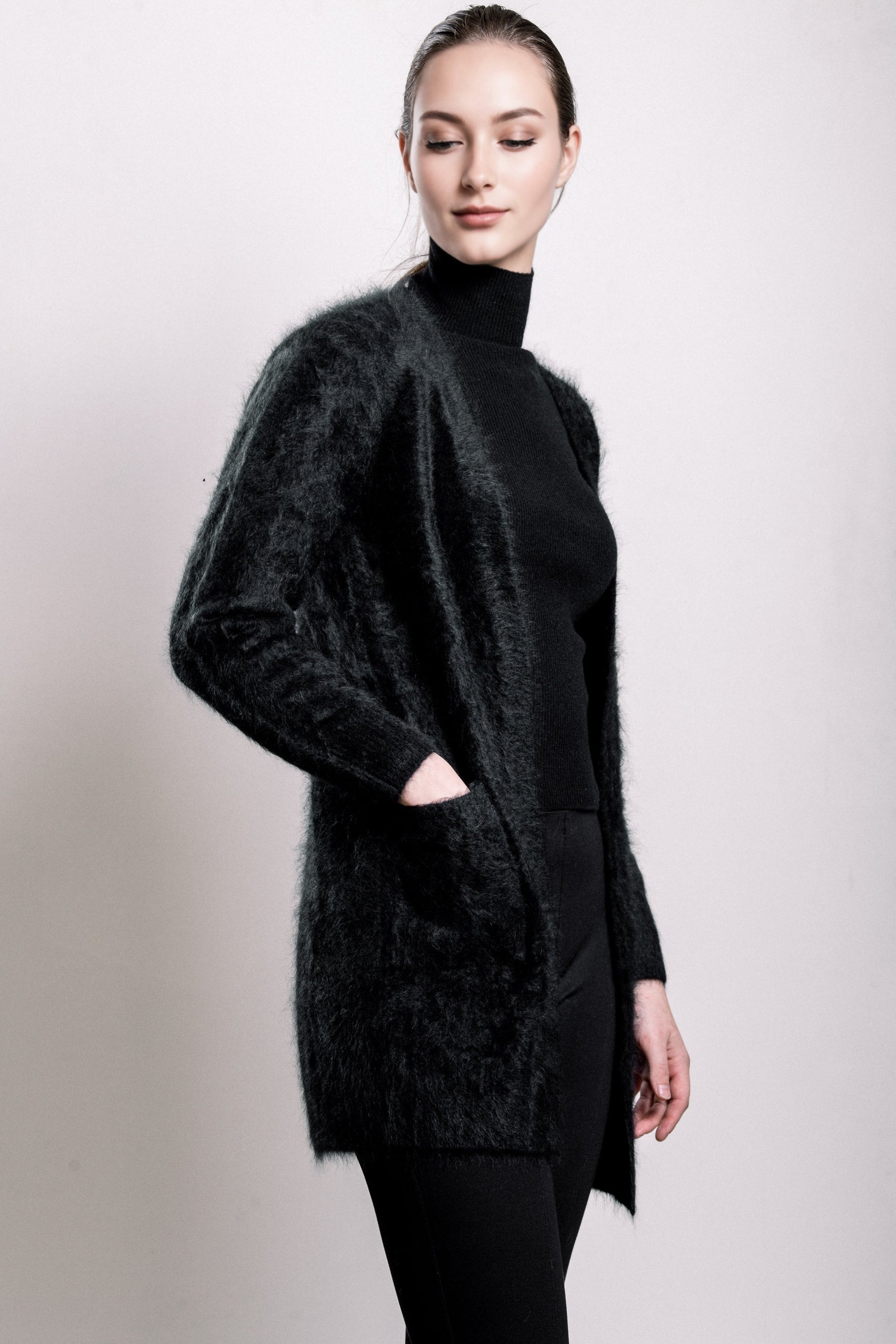 Cashmere French Cardigan - Black