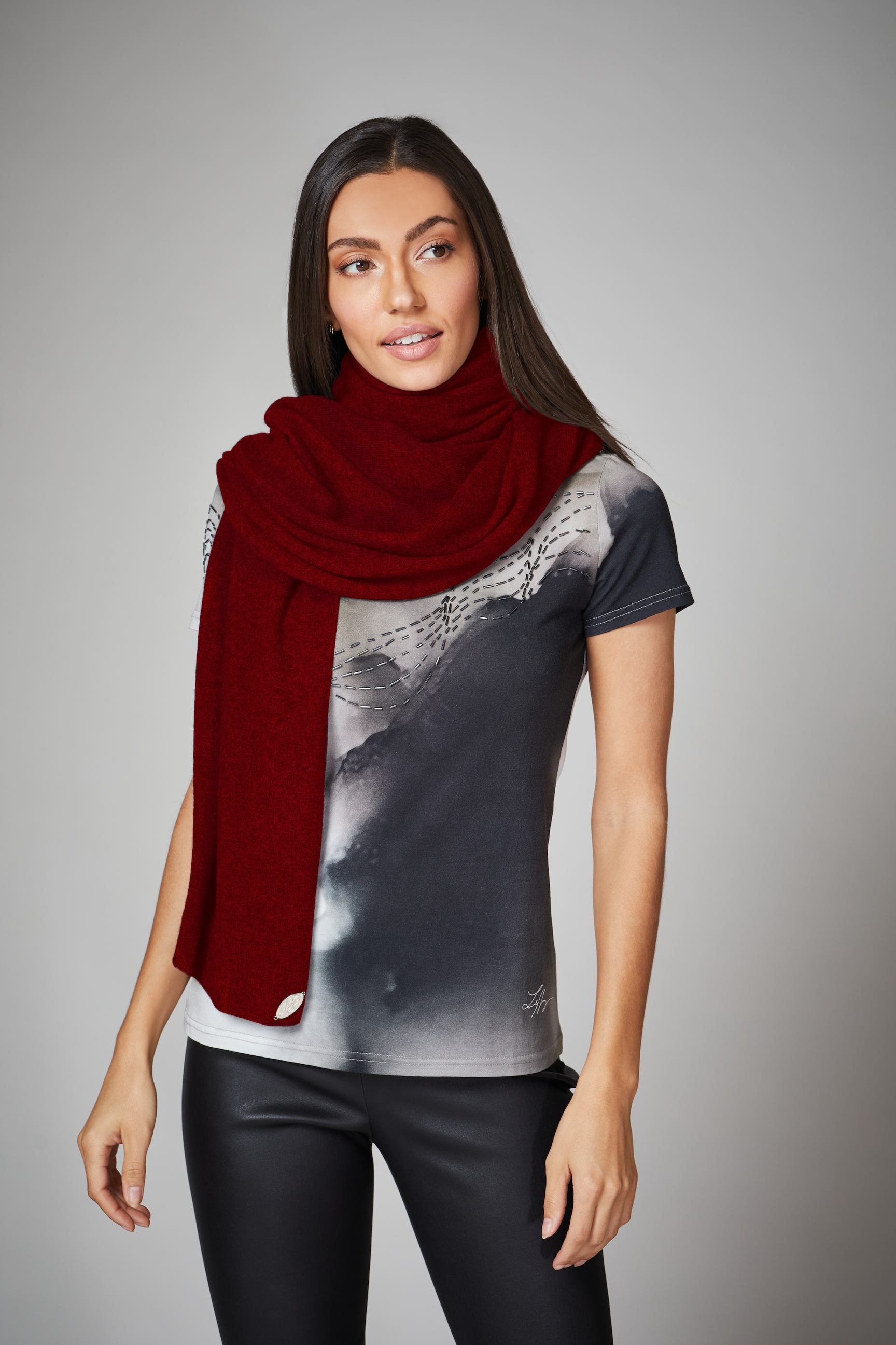Garnet Red Cashmere Shawl