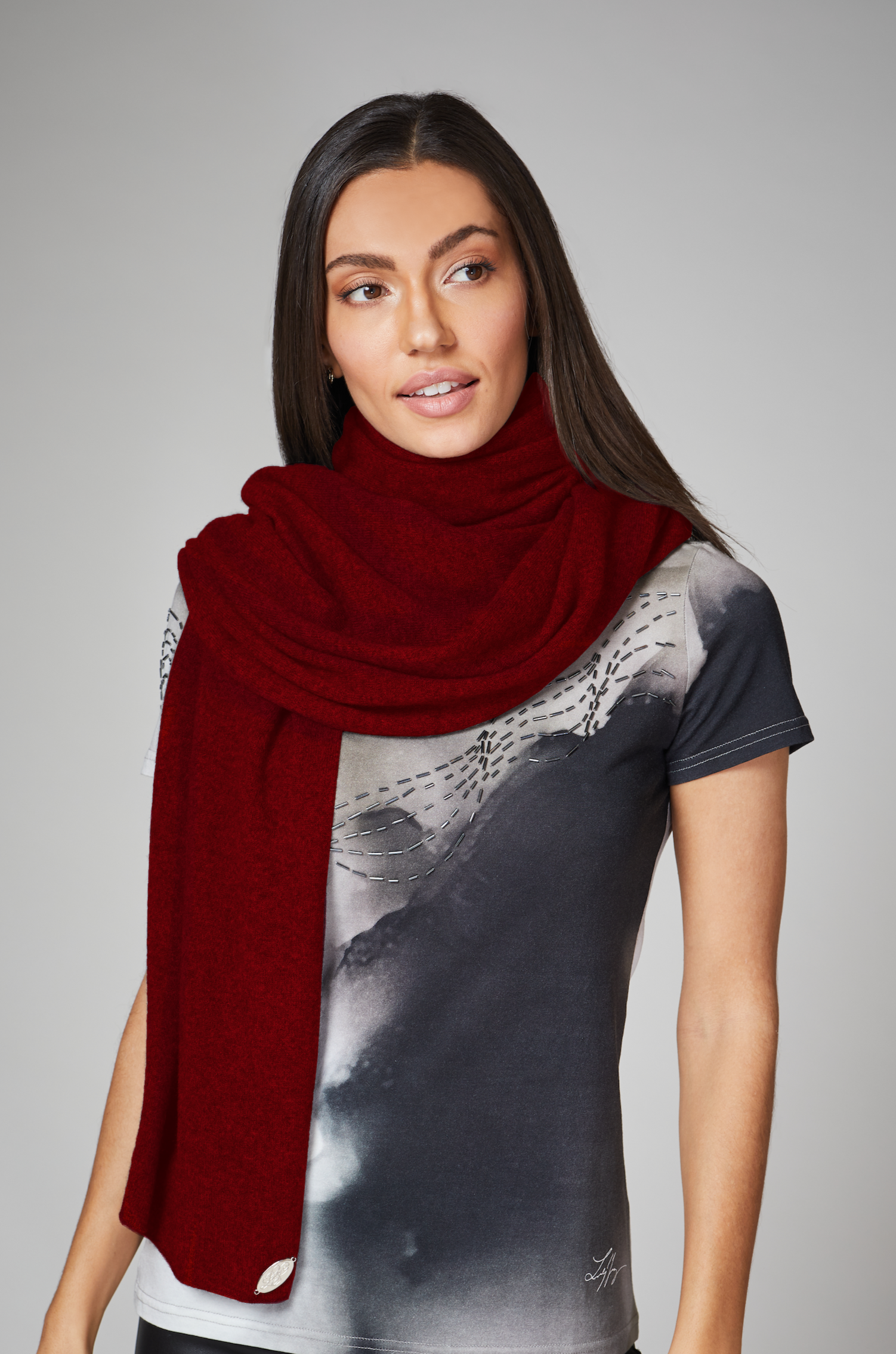 Garnet Red Cashmere Shawl