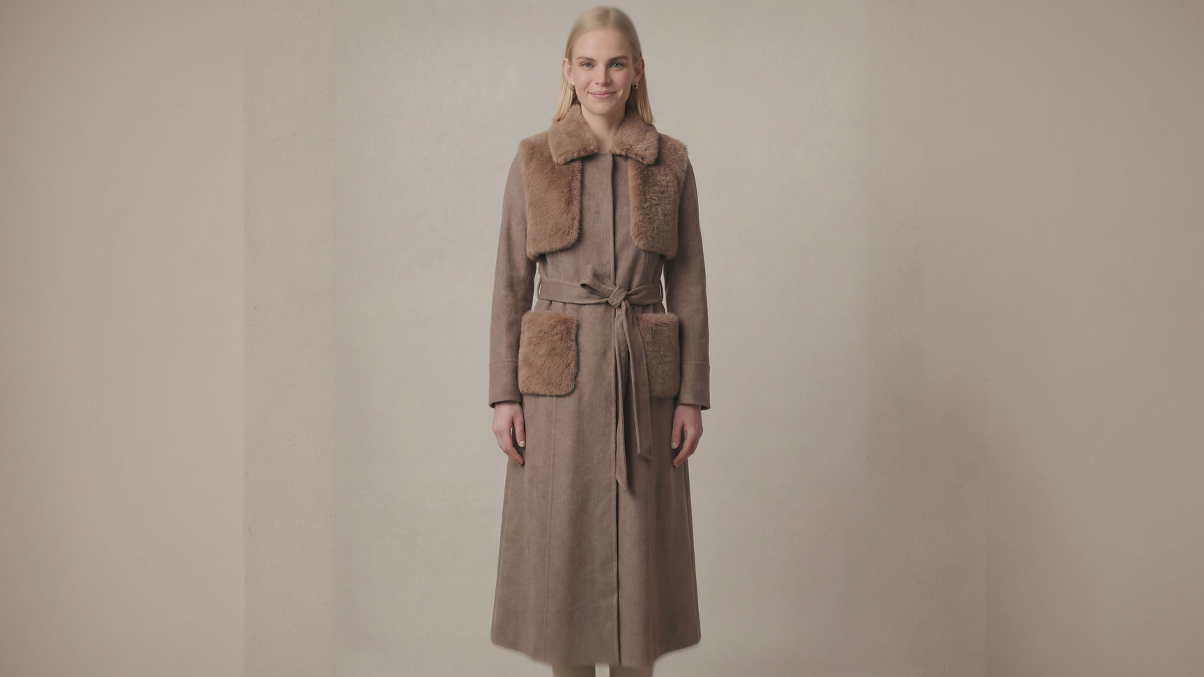Demi-Couture Fur Trim Overcoat