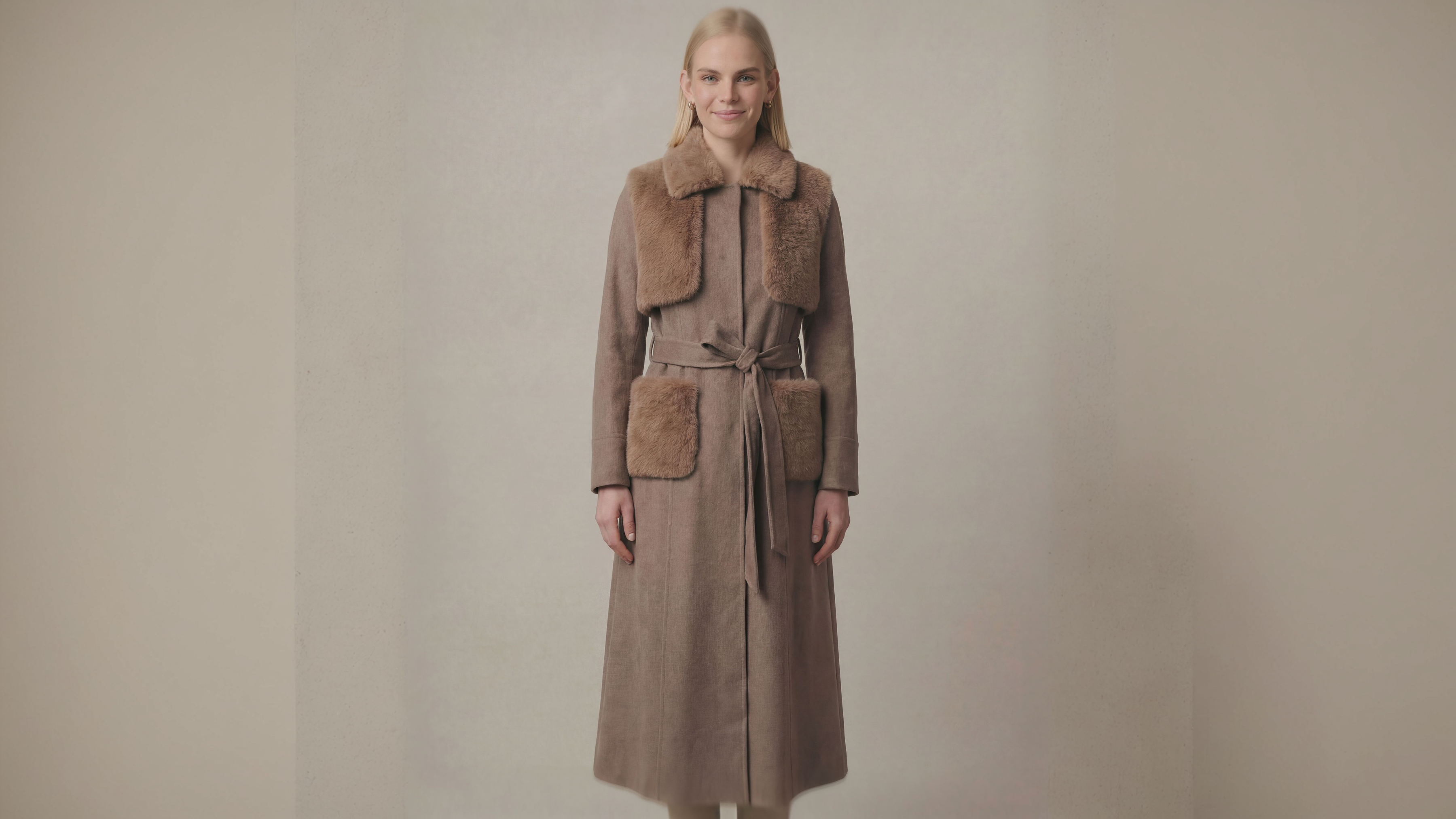 Demi-Couture Fur Trim Overcoat