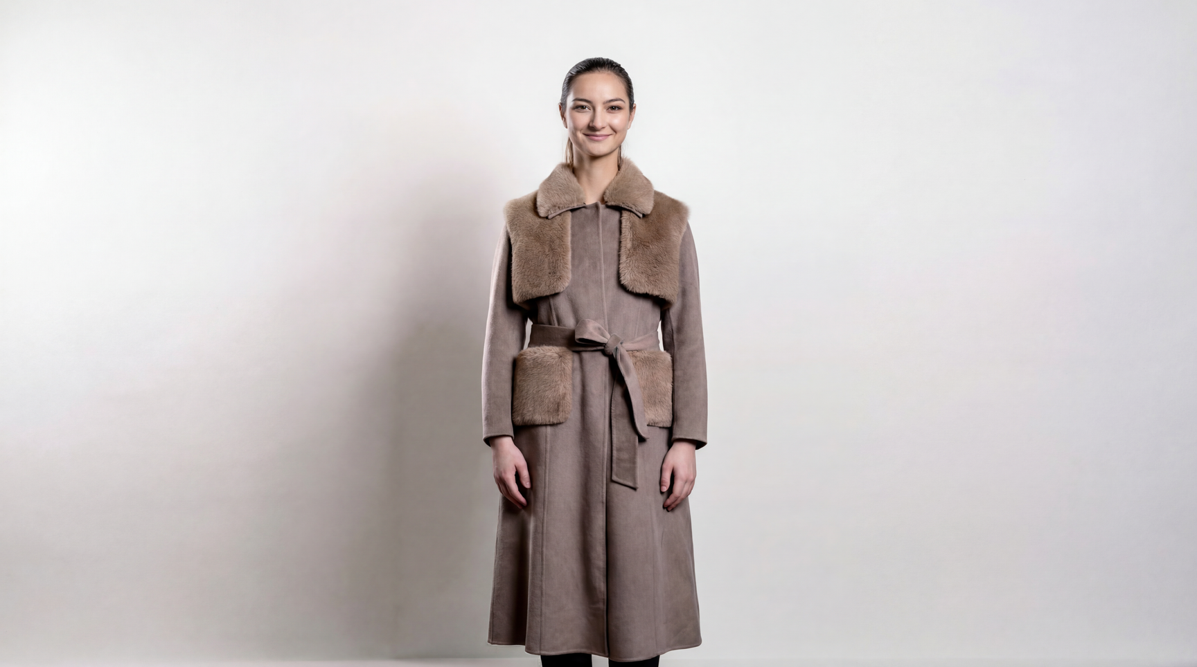 Demi-Couture Fur Trim Overcoat