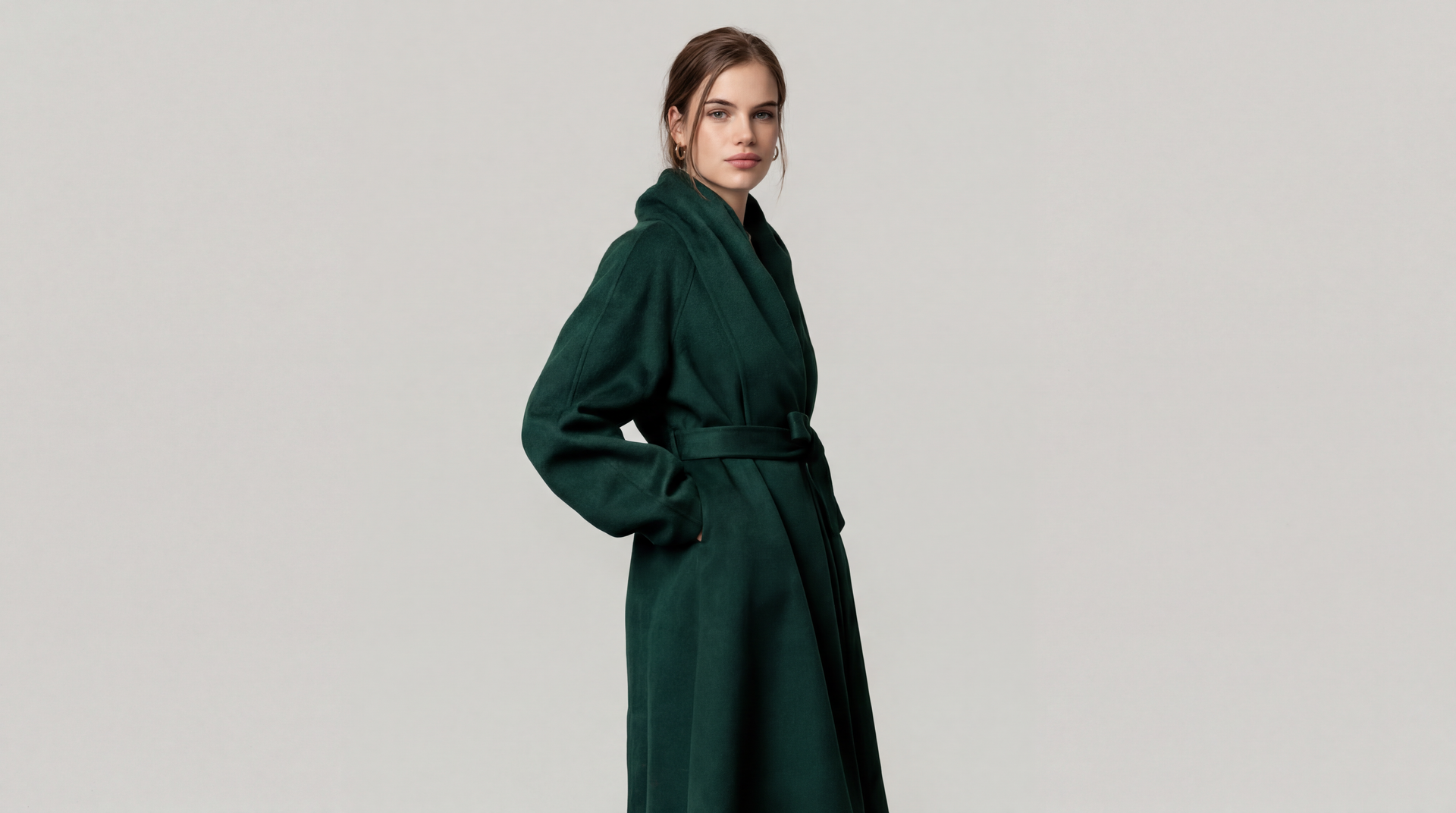 Demi-Couture Cashmere Shawl Collar Overcoat - Emerald