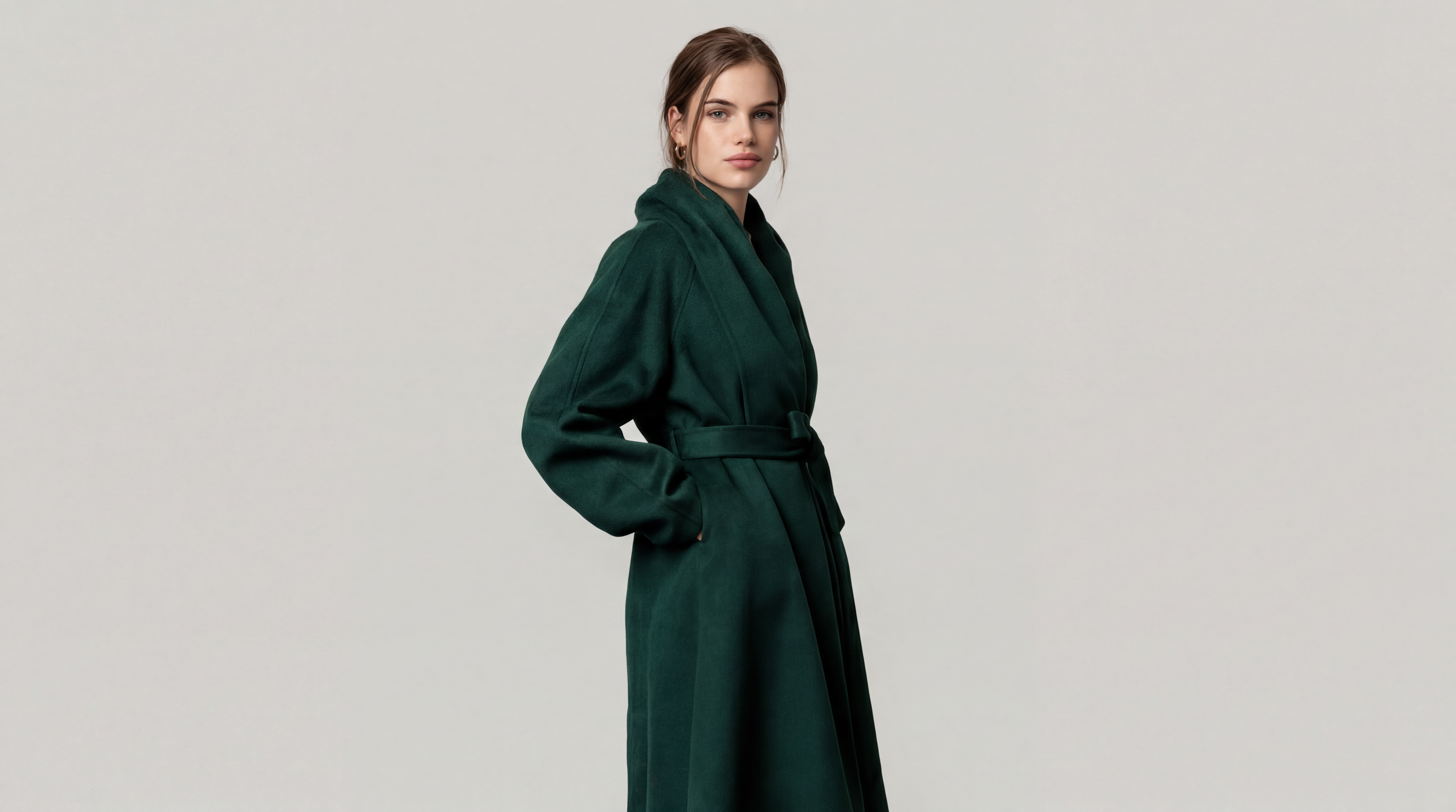 Demi-Couture Cashmere Shawl Collar Overcoat - Emerald