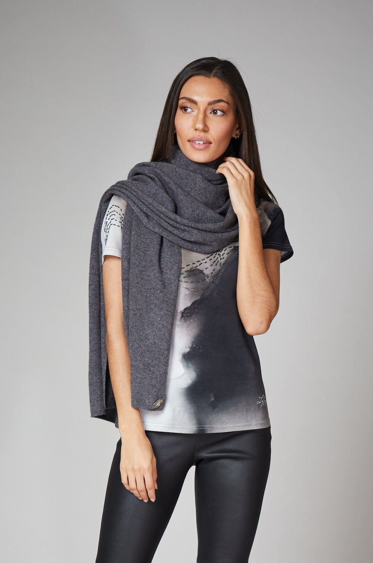 Heather Grey Cashmere Shawl