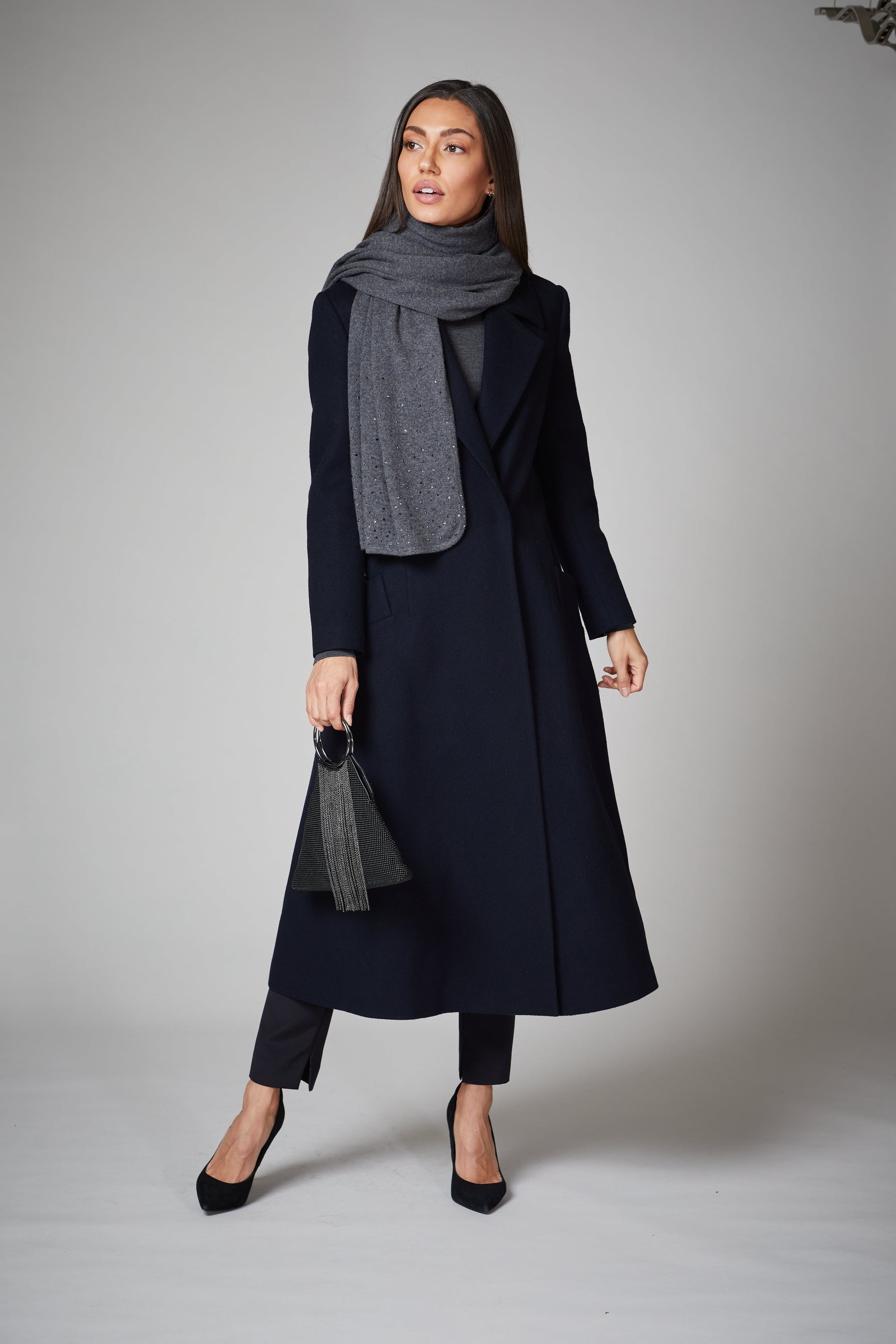 Heather Grey Crystal Cashmere Shawl