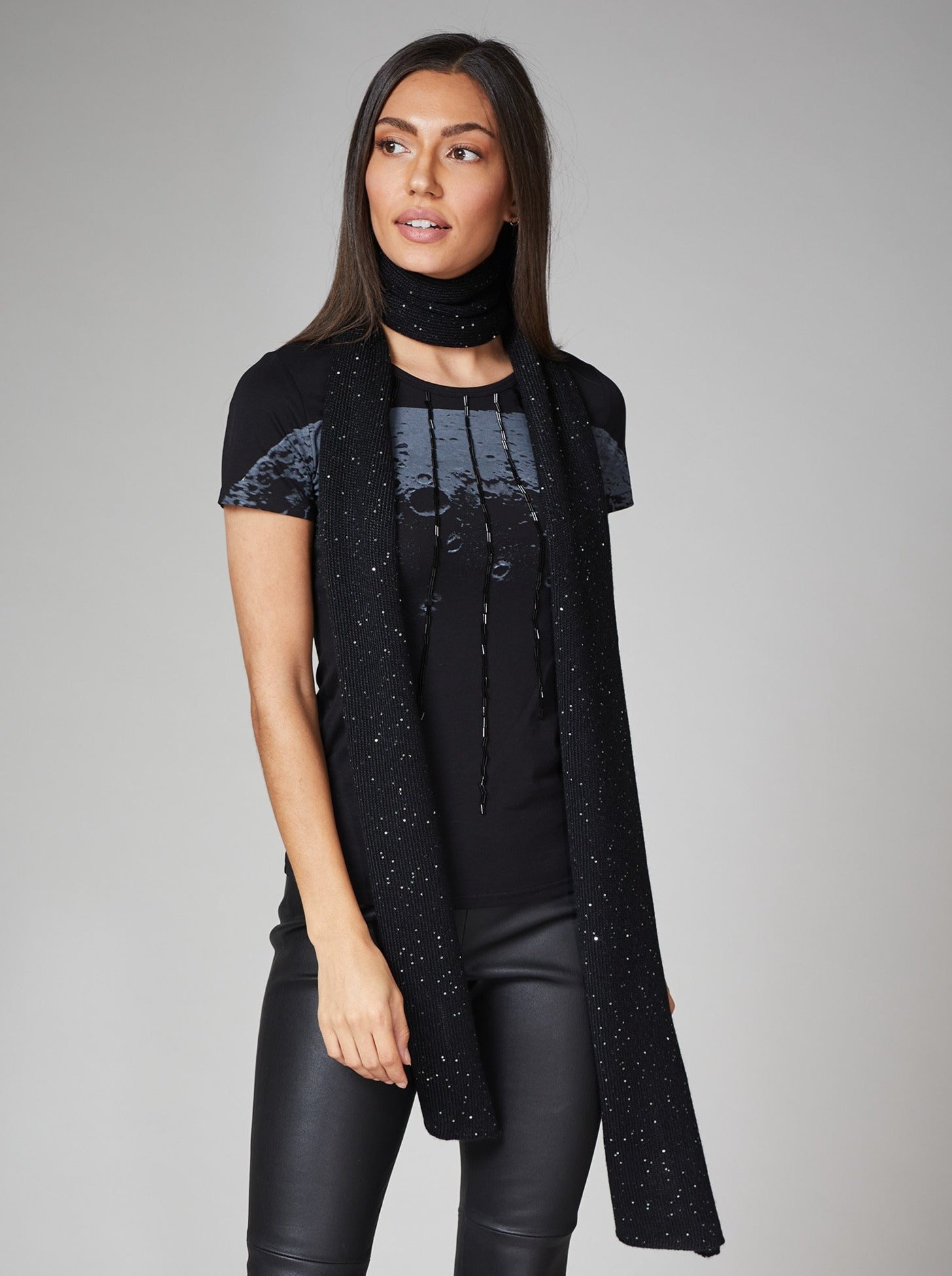 Black Sequined Scarf