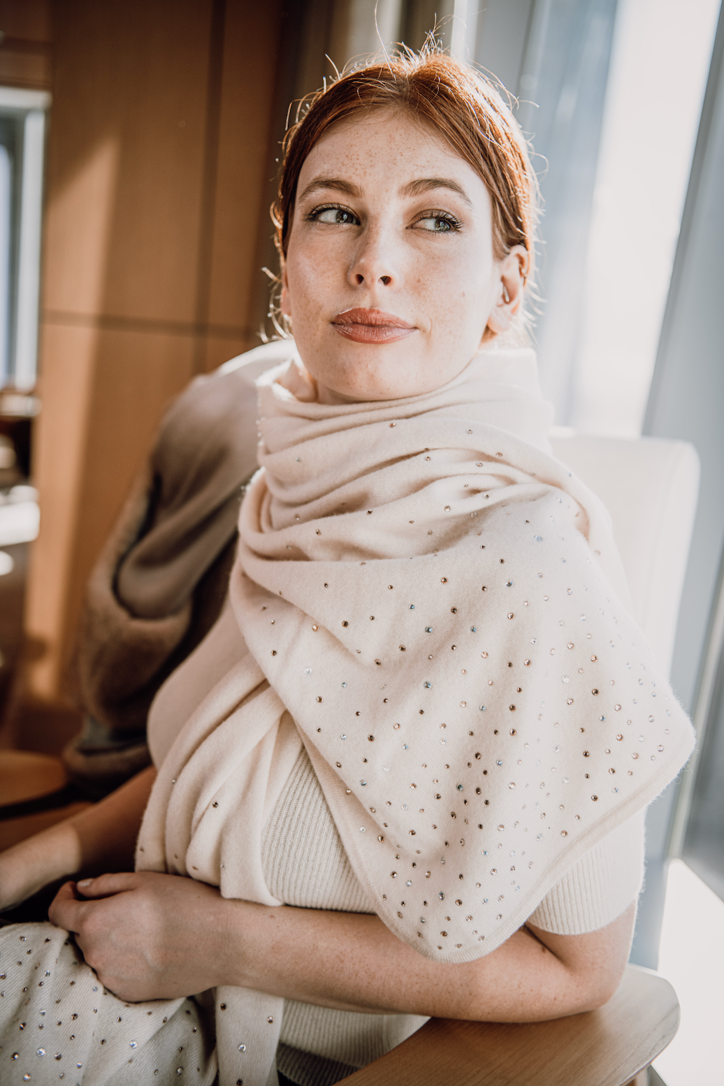 Luly Luxe Signature Cashmere Shawl with Swarovski Crystals