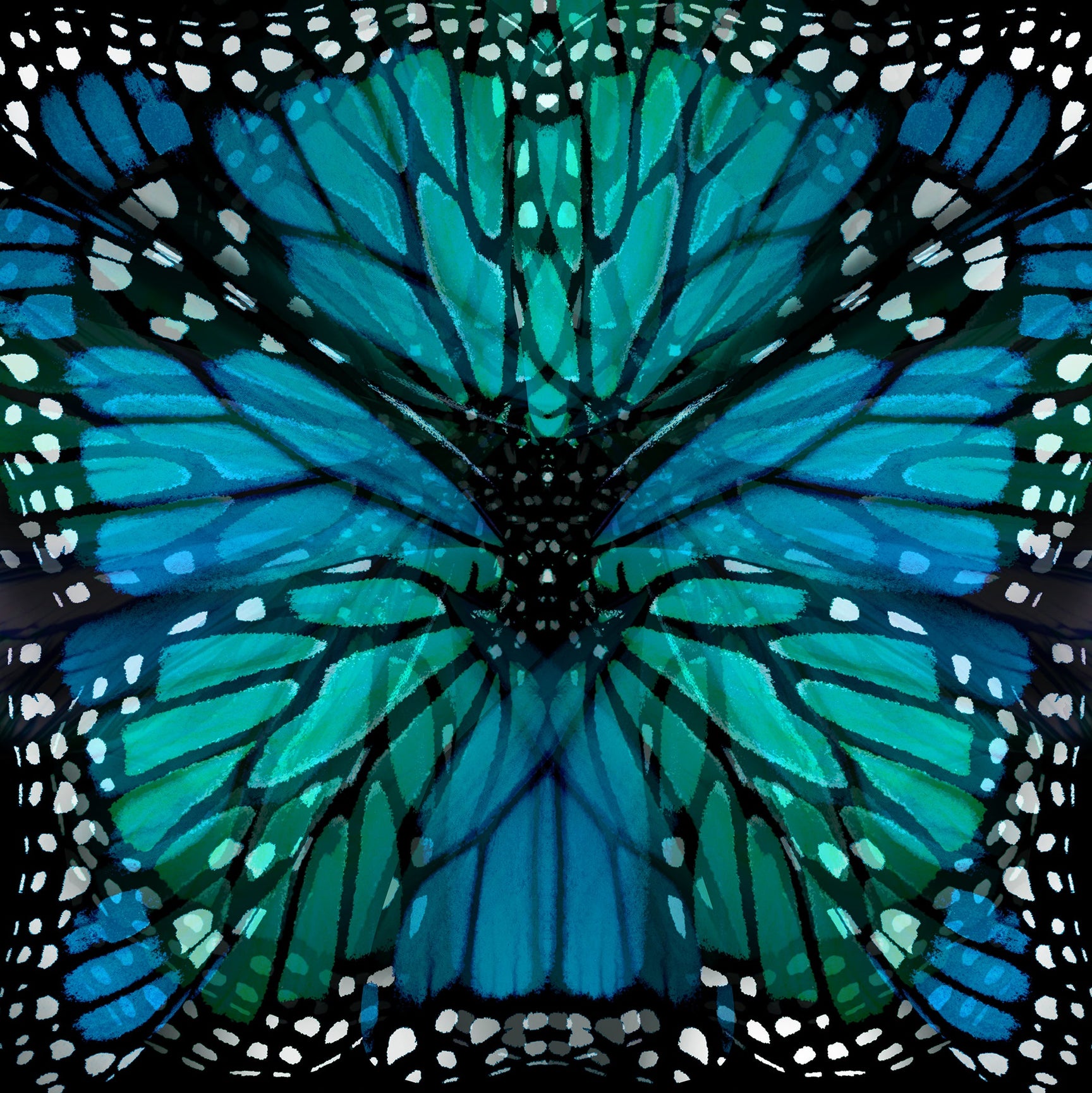 Luly Yang Signature Blue Monarch Silk Scarf