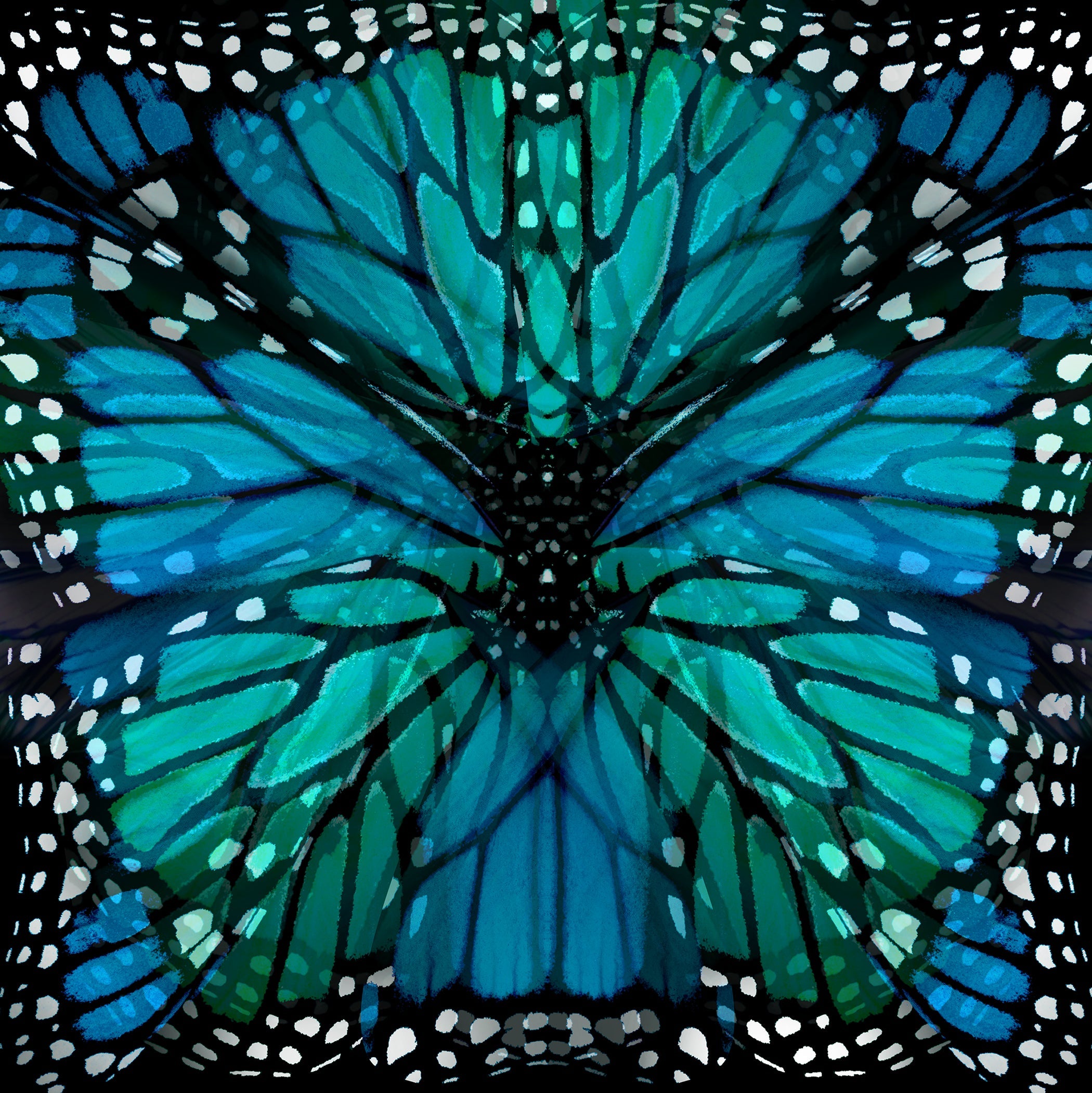 Luly Yang Signature Blue Monarch Silk Scarf