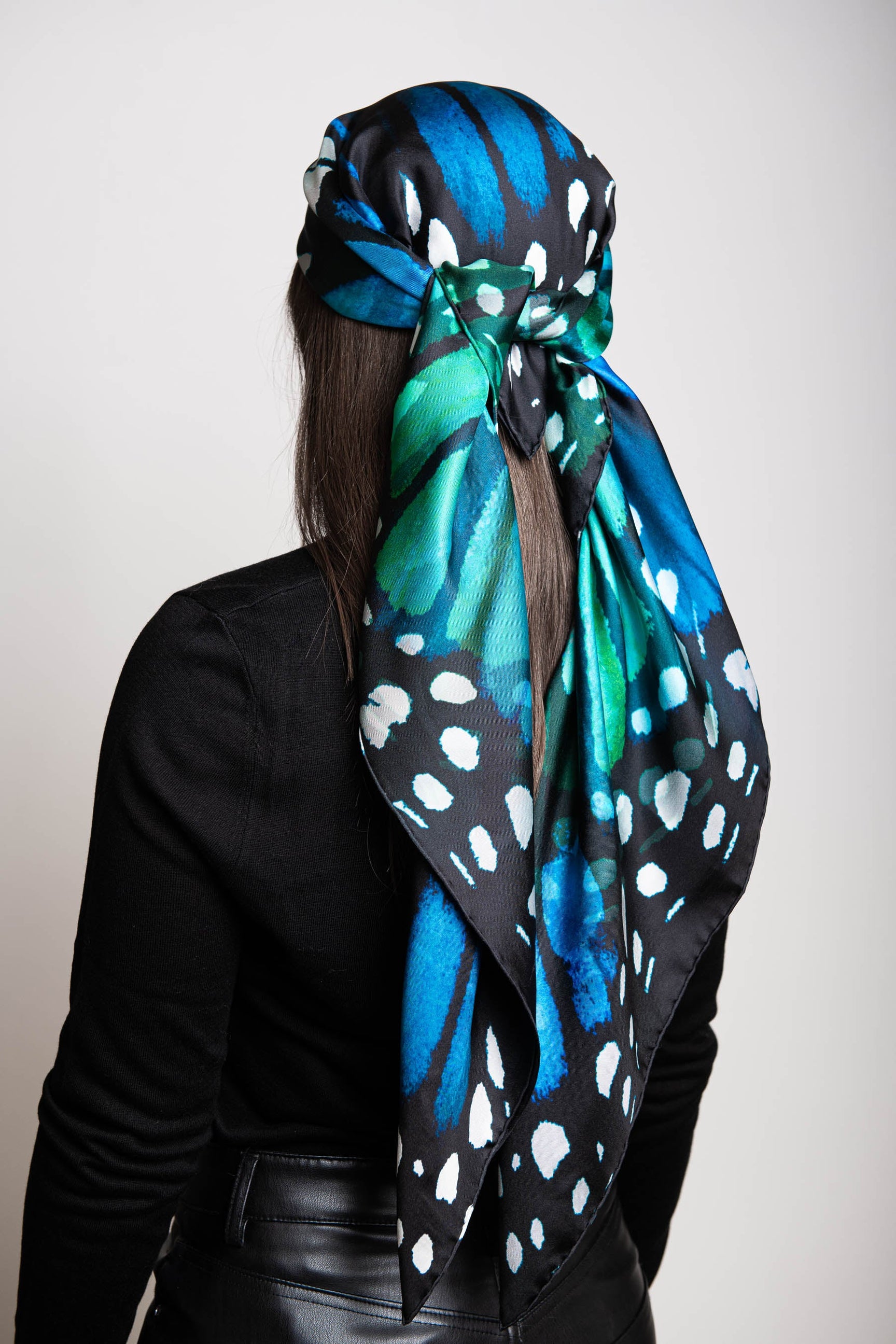 Luly Yang Signature Blue Monarch Silk Scarf