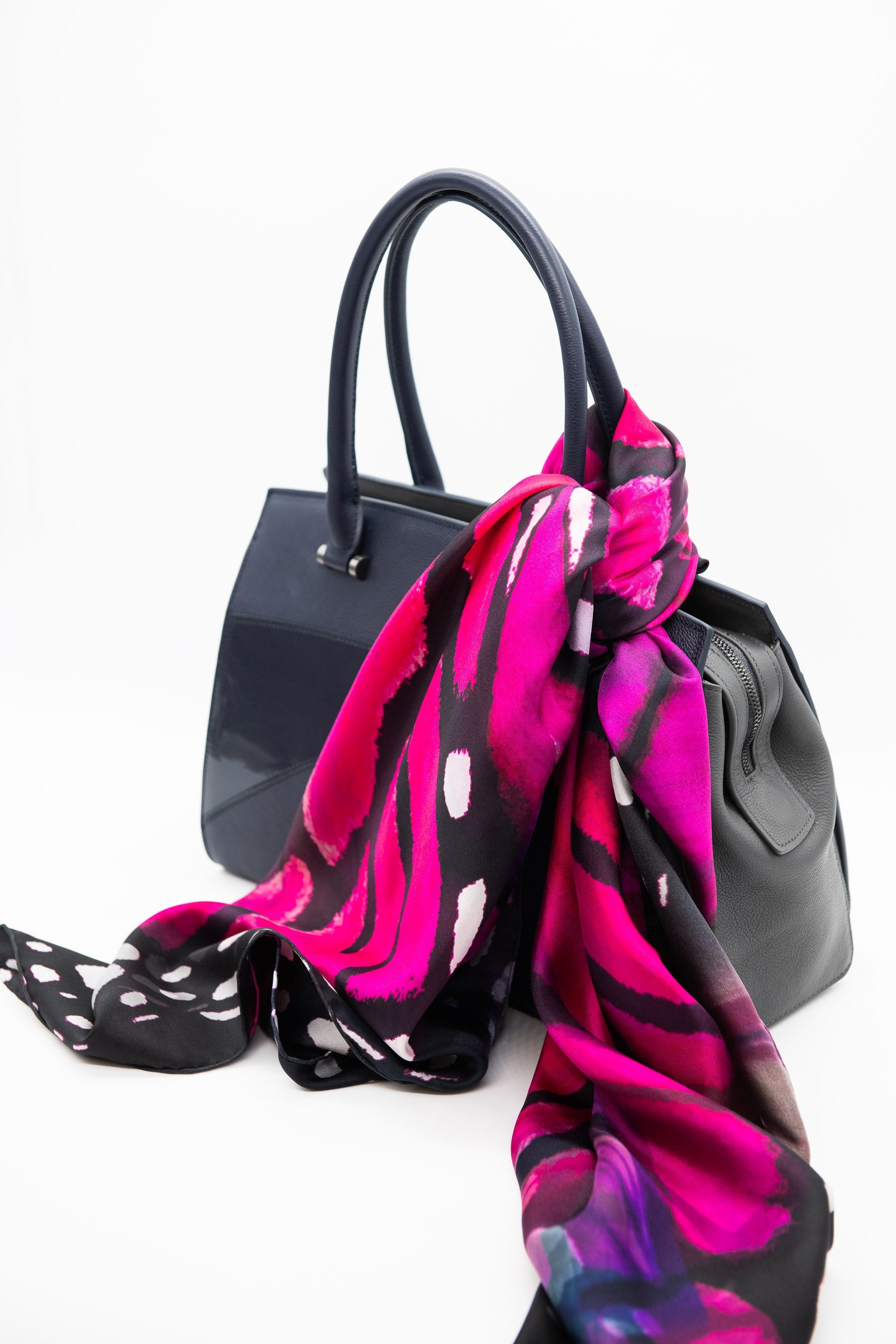 Luly Yang Signature Fuchsia Monarch Silk Scarf